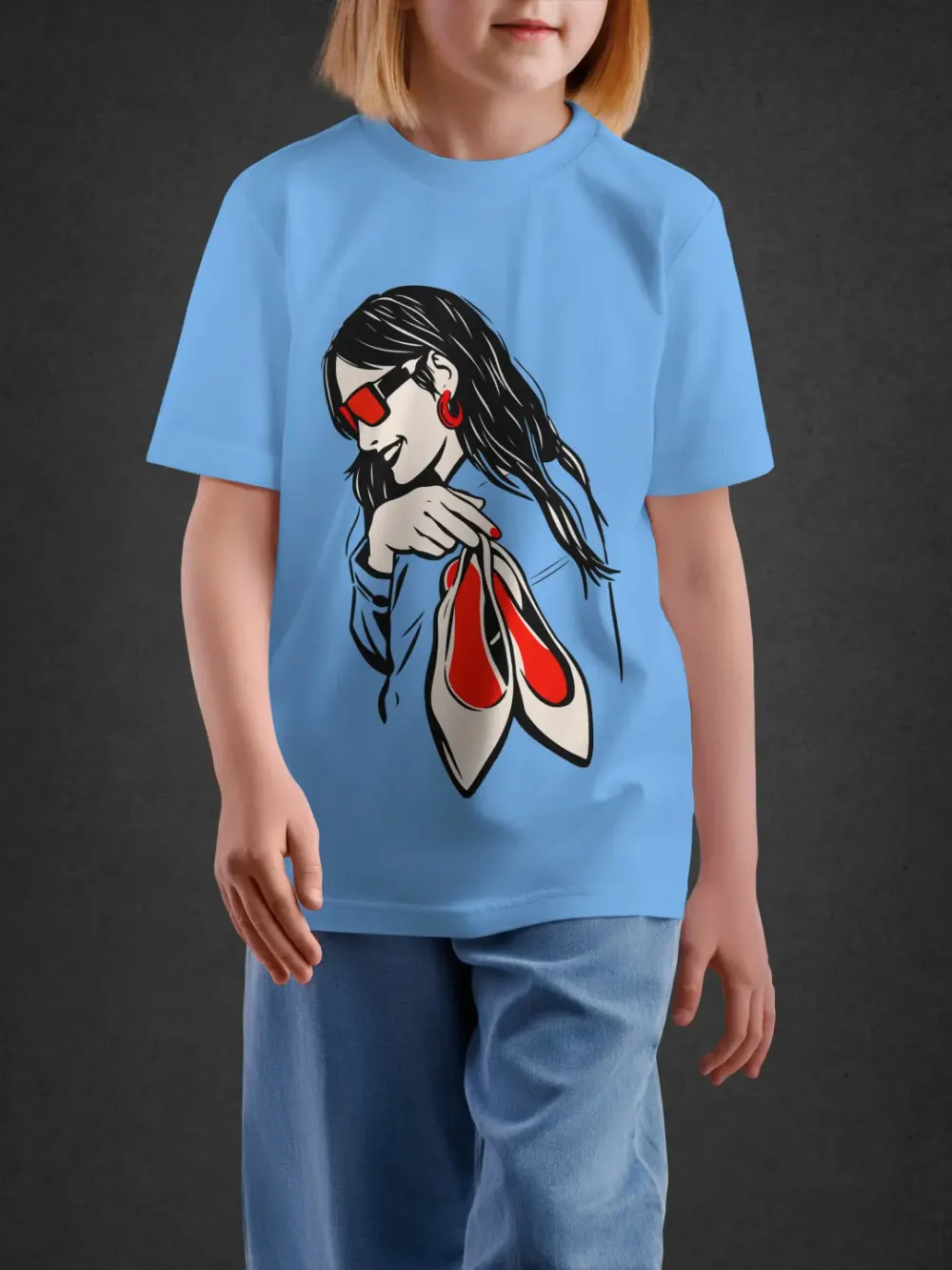 Tshirt for Girls Fashion Sketch 11-16Y Fun Tee in Blue