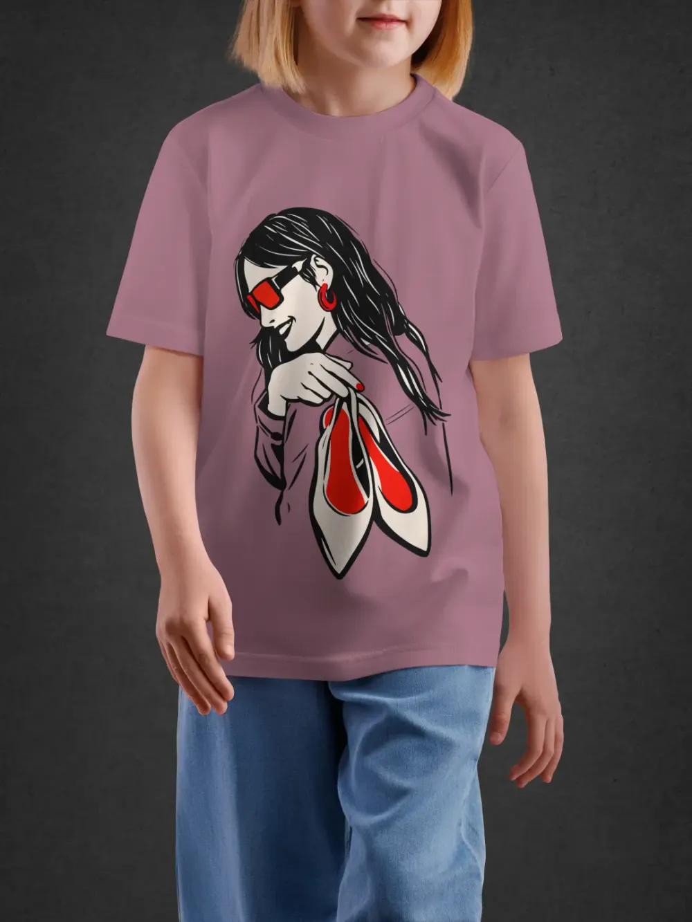 Tshirt for Girls Fashion Sketch 11-16Y Fun Tee in Pink