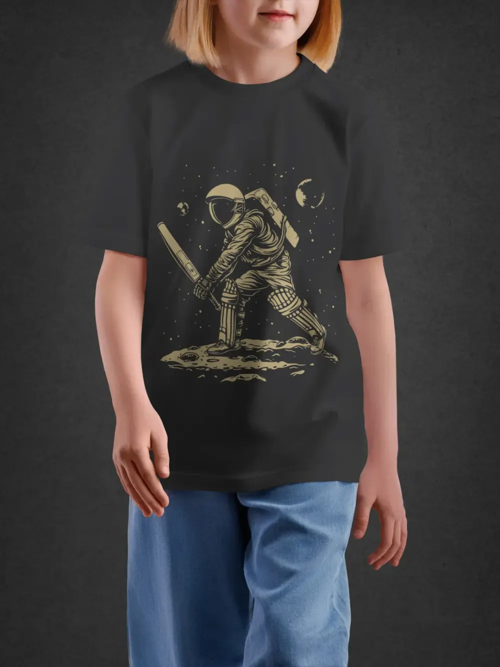 Tshirt for Boys Space Cricketer 11-16Y Dynamic Te in Black