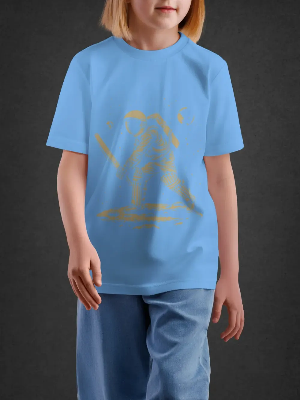 Tshirt for Boys Space Cricketer 11-16Y Dynamic Te in Blue