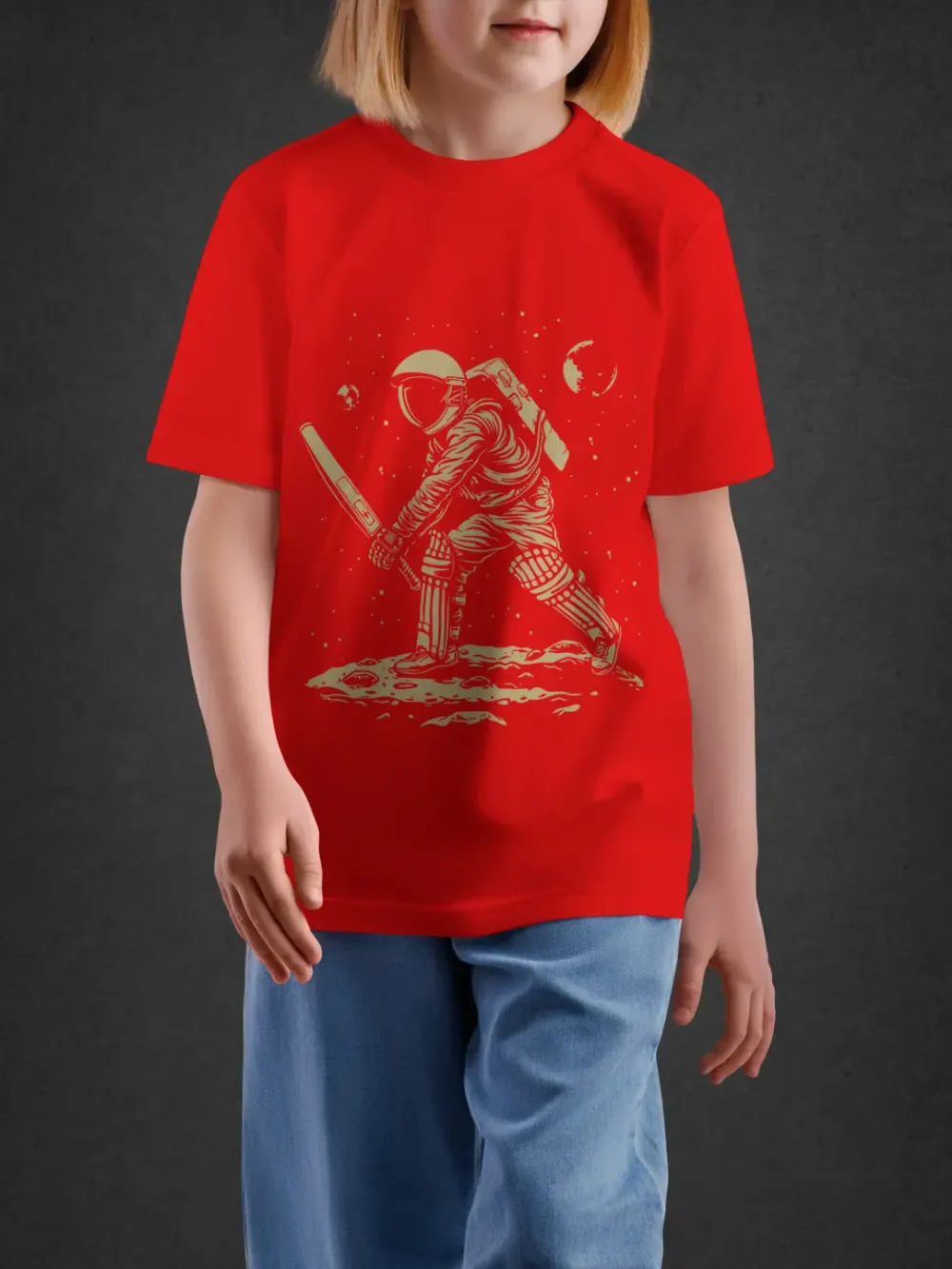 Tshirt for Boys Space Cricketer 11-16Y Dynamic Te in Red