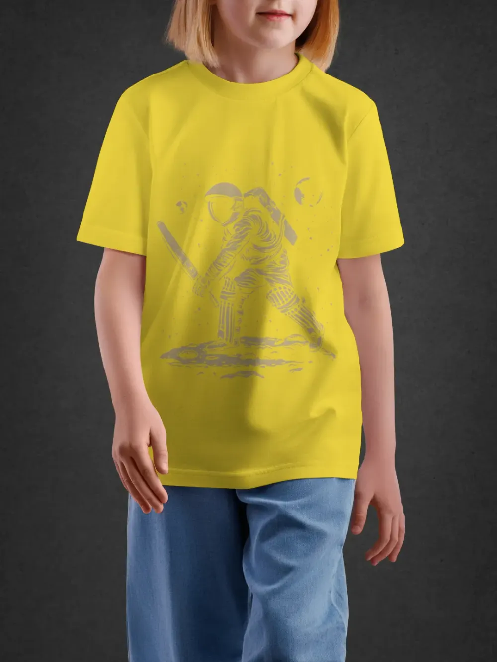 Tshirt for Boys Space Cricketer 11-16Y Dynamic Te in Yellow