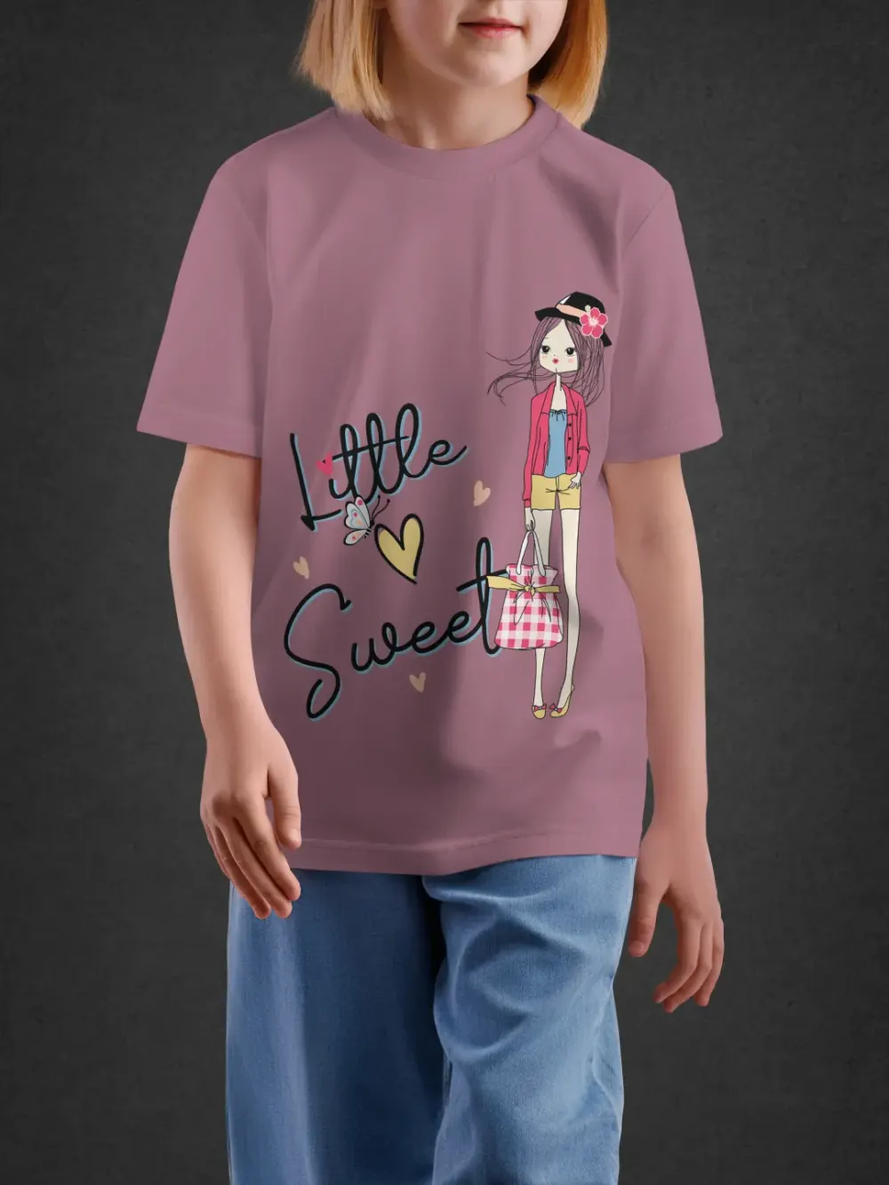 Tshirt for Girls Little Sweet 7-12Y Charming Tee in Pink