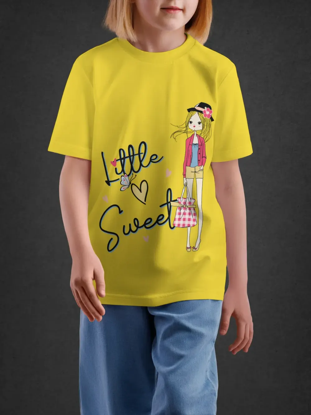 Tshirt for Girls Little Sweet 7-12Y Charming Tee in Yellow