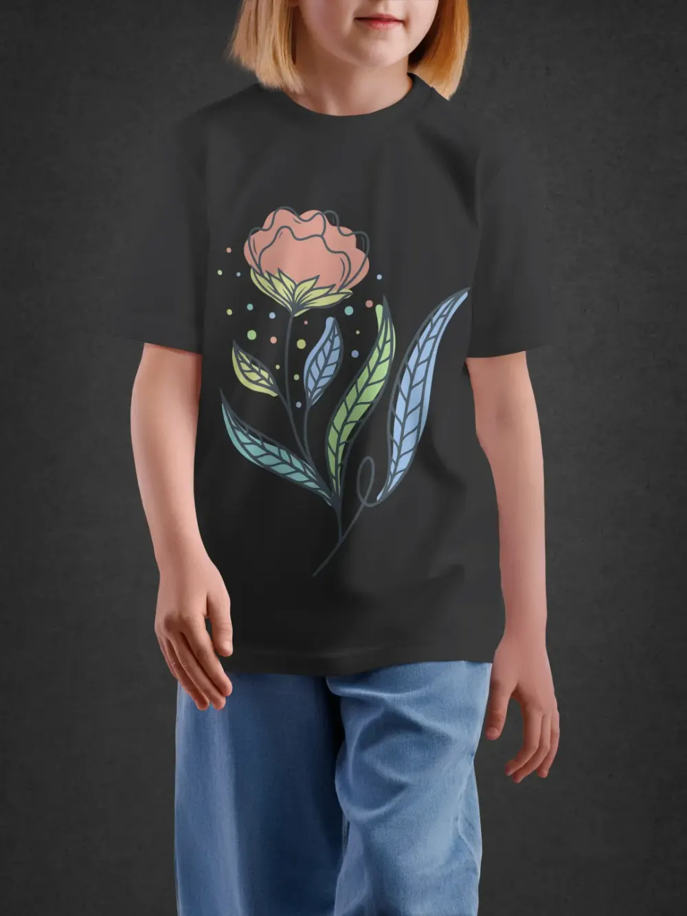 Tshirt for Girls Floral Bloom 7-12Y Delight Tee in Black