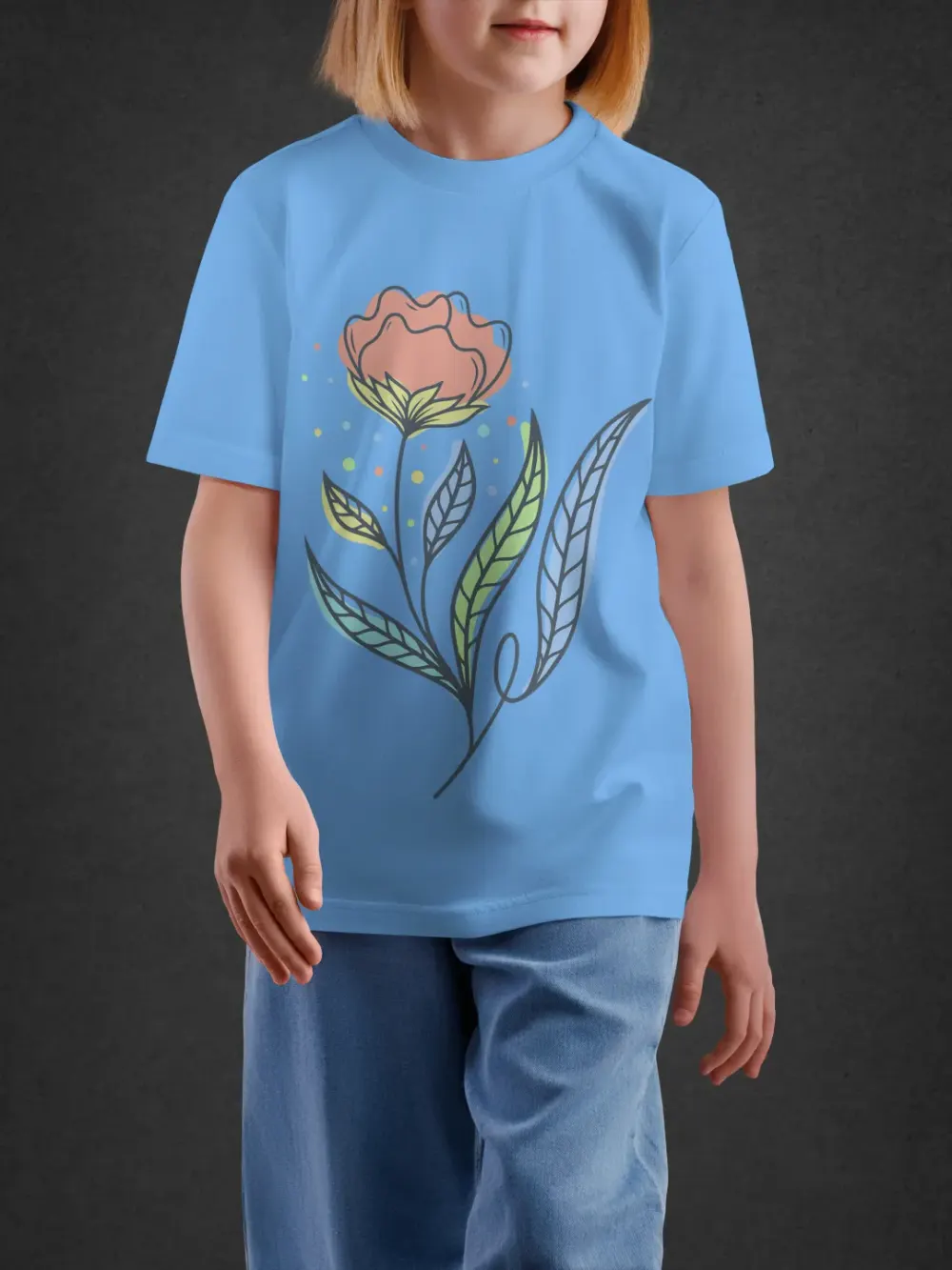 Tshirt for Girls Floral Bloom 7-12Y Delight Tee in Blue