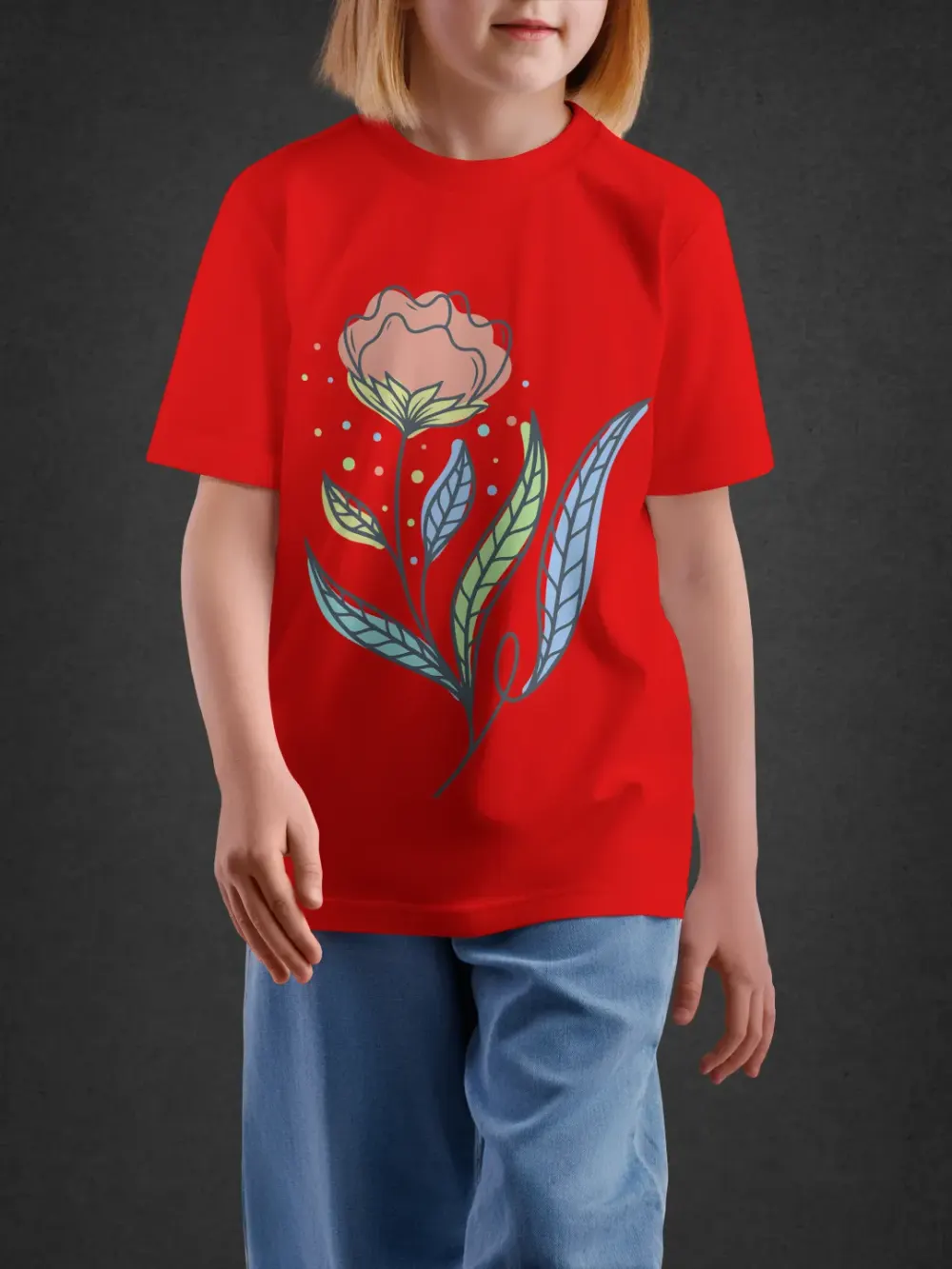 Tshirt for Girls Floral Bloom 7-12Y Delight Tee in Red