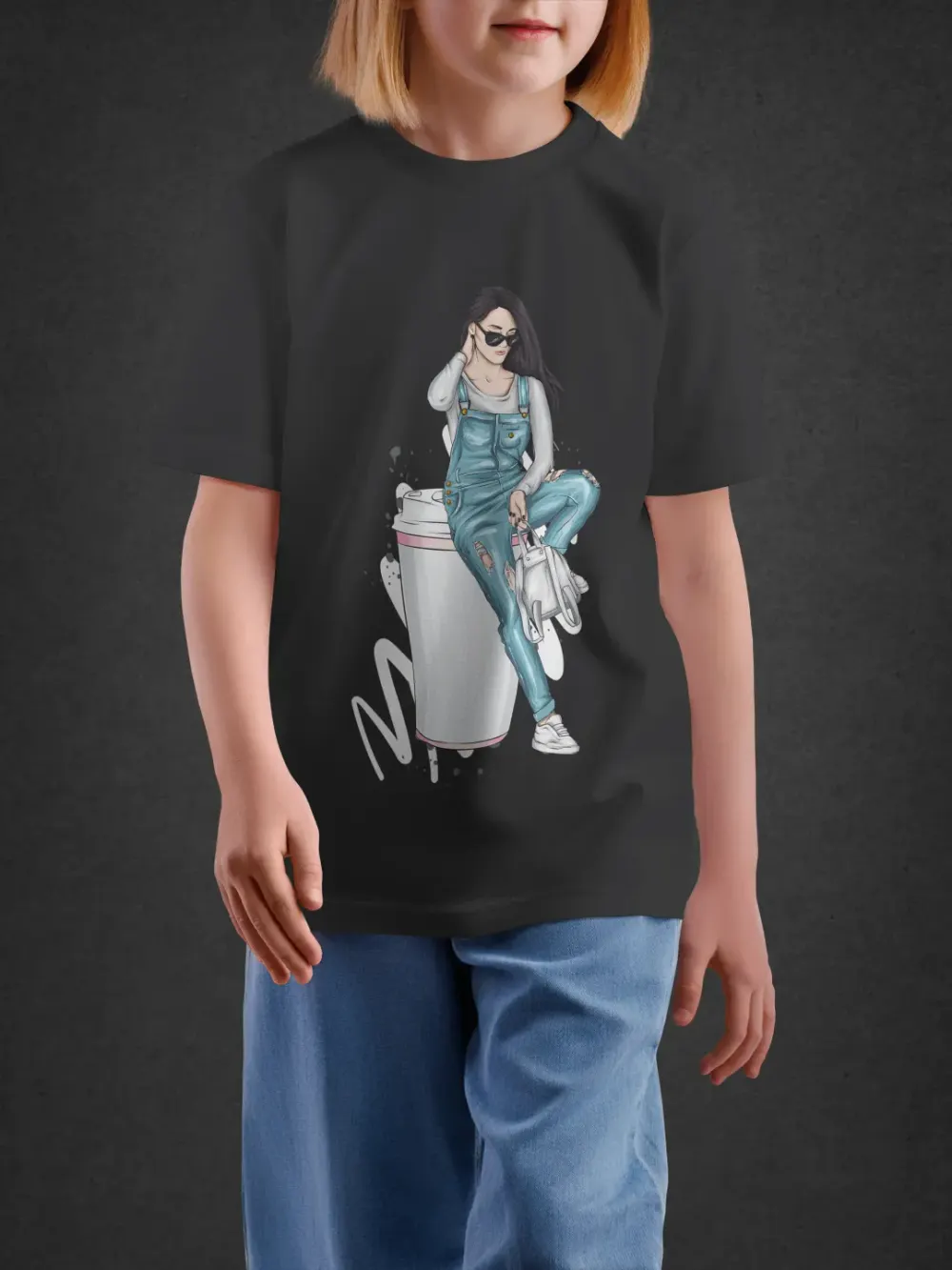 Tshirt for Girls Fashion Diva 11-16Y Trendy Tee in Black