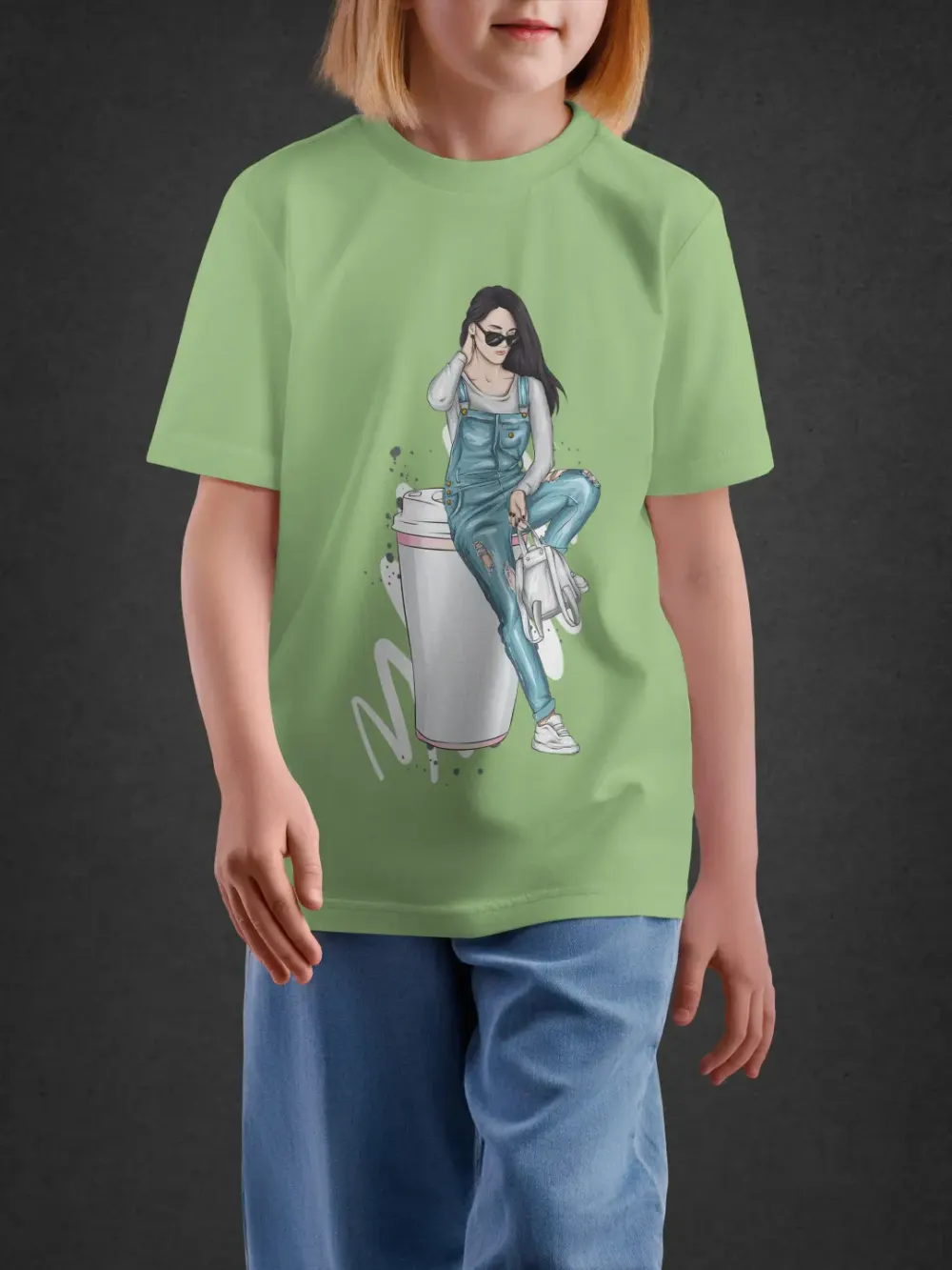 Tshirt for Girls Fashion Diva 11-16Y Trendy Tee in Green