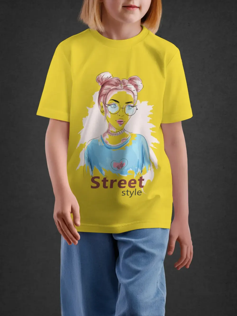 Tshirt for Girls Street Style 11-16Y Trendy Tee in Yellow