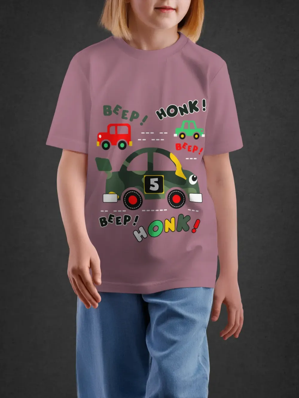 Tshirt for Kids Beep Honk 2-6Y Fun Tee in Pink
