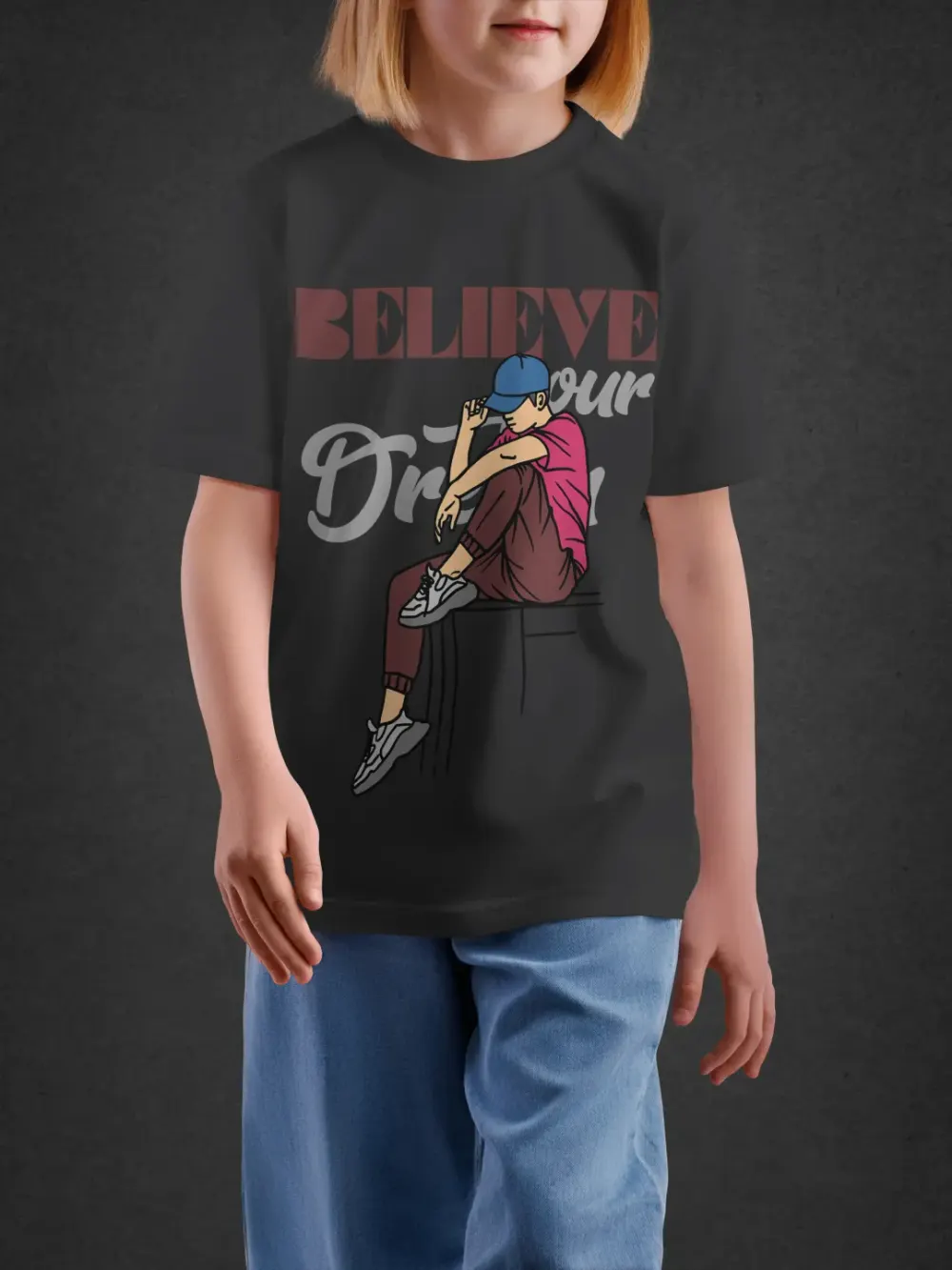 Tshirt for Boys Believe 11-16Y Delight Tee in Black
