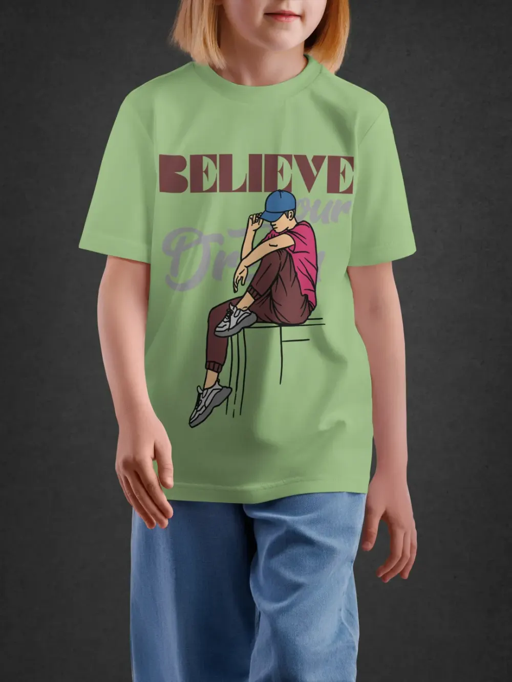 Tshirt for Boys Believe 11-16Y Delight Tee in Green