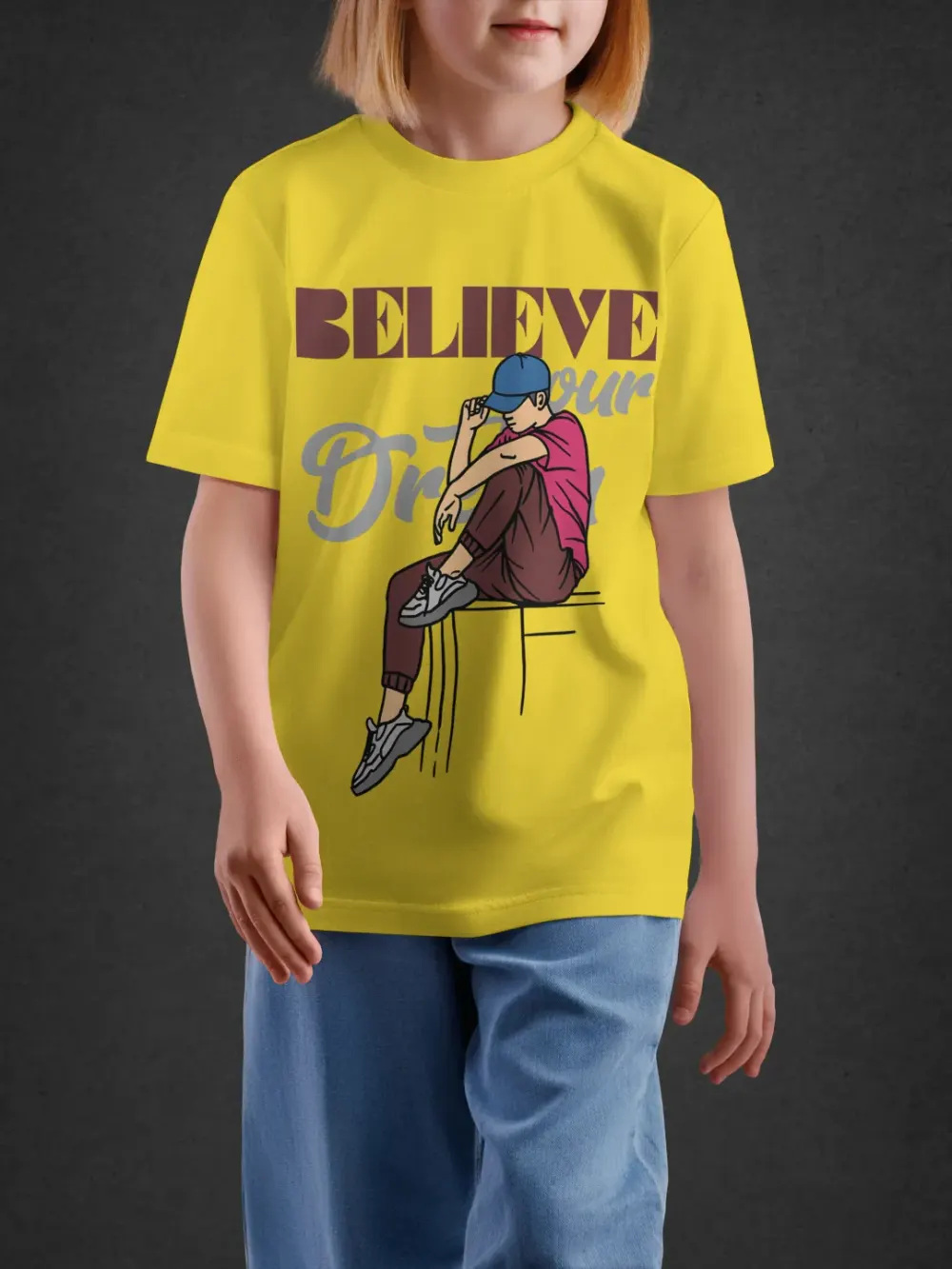 Tshirt for Boys Believe 11-16Y Delight Tee in Yellow