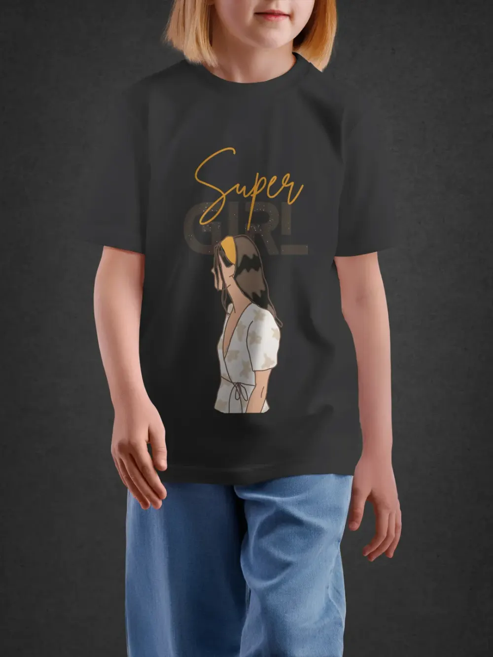 Tshirt for Girls Super Girl 11-16Y Fabulous Tee in Black