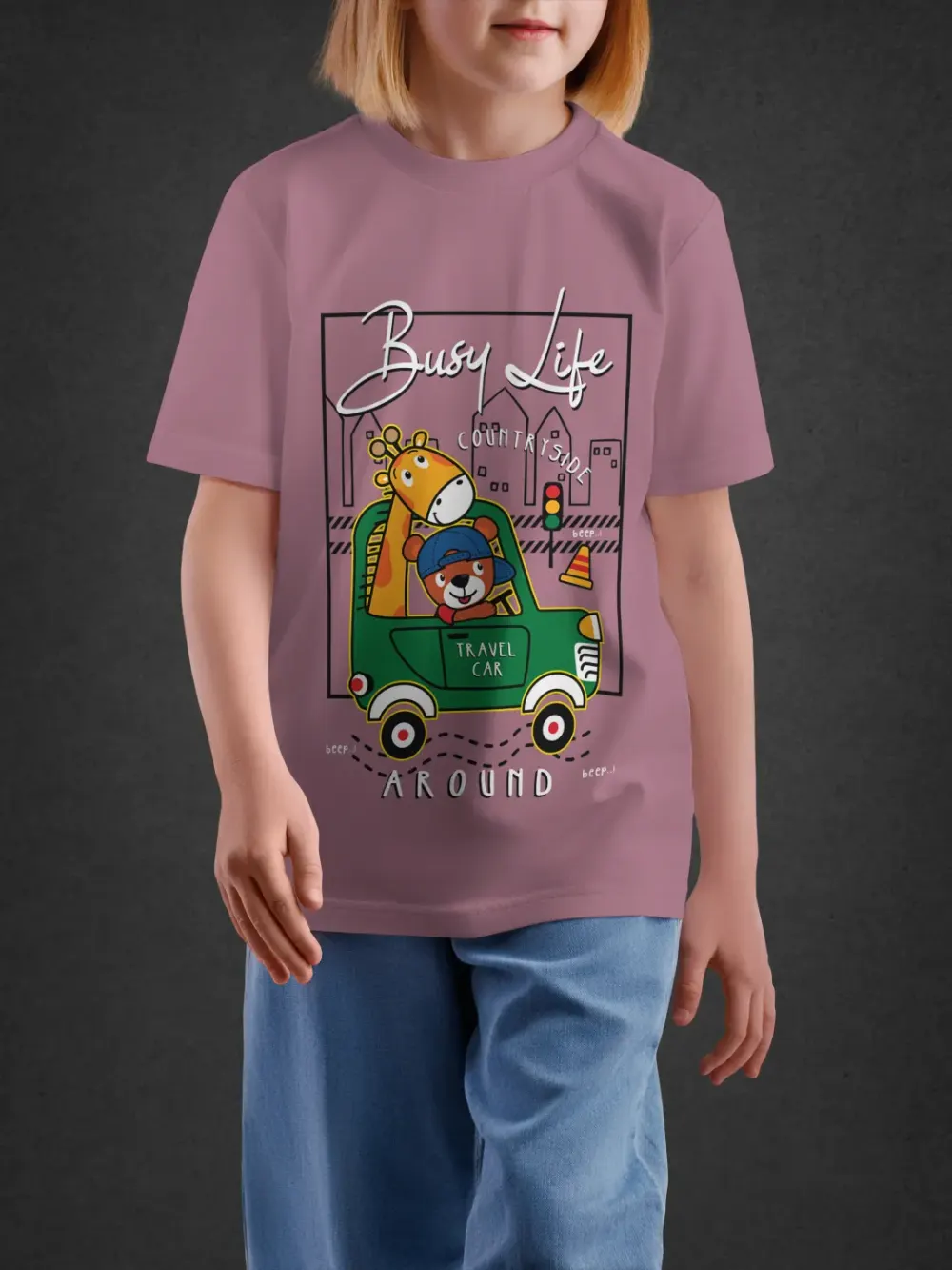 Tshirt for Kids Busy Life Around 2-6Y Amazing Tee in Pink