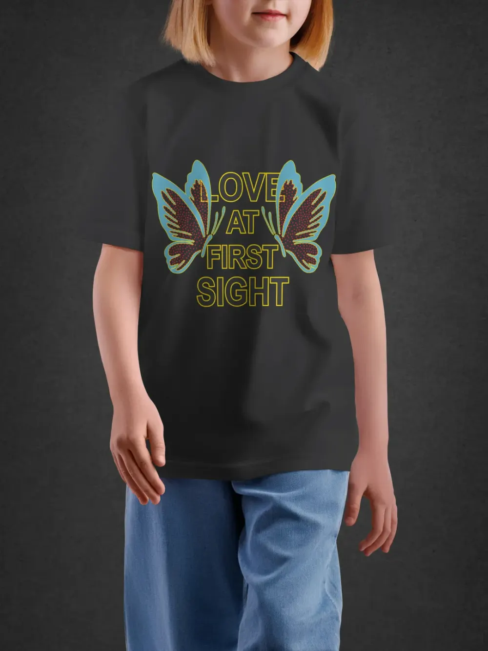 Tshirt for Girls Love At First Sight 7-12Y Lovely Tee in Black