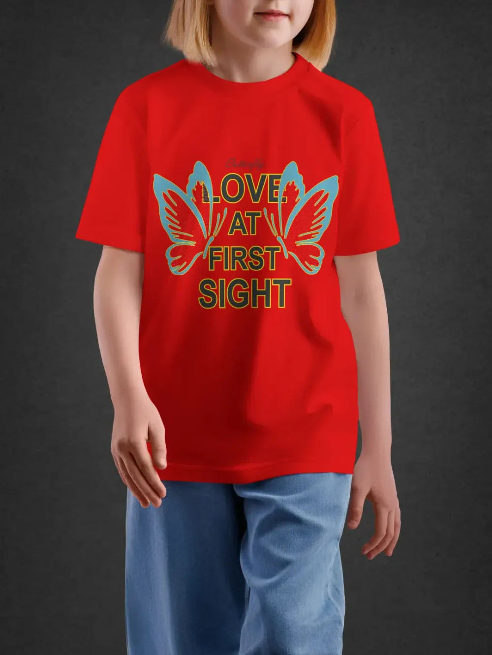 Tshirt for Girls Love At First Sight 7-12Y Lovely Tee in Red