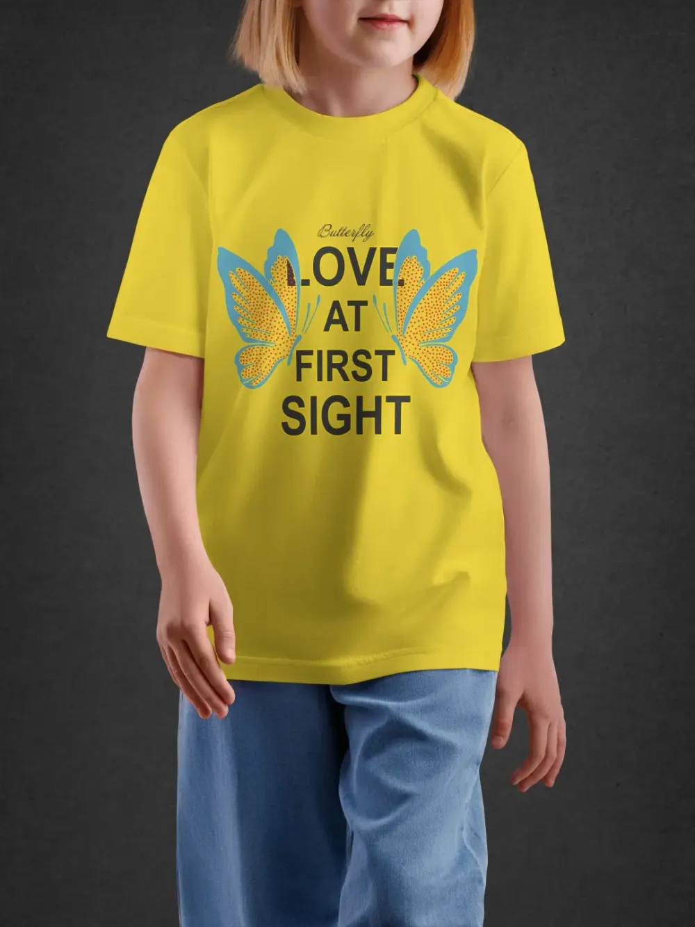 Tshirt for Girls Love At First Sight 7-12Y Lovely Tee in Yellow