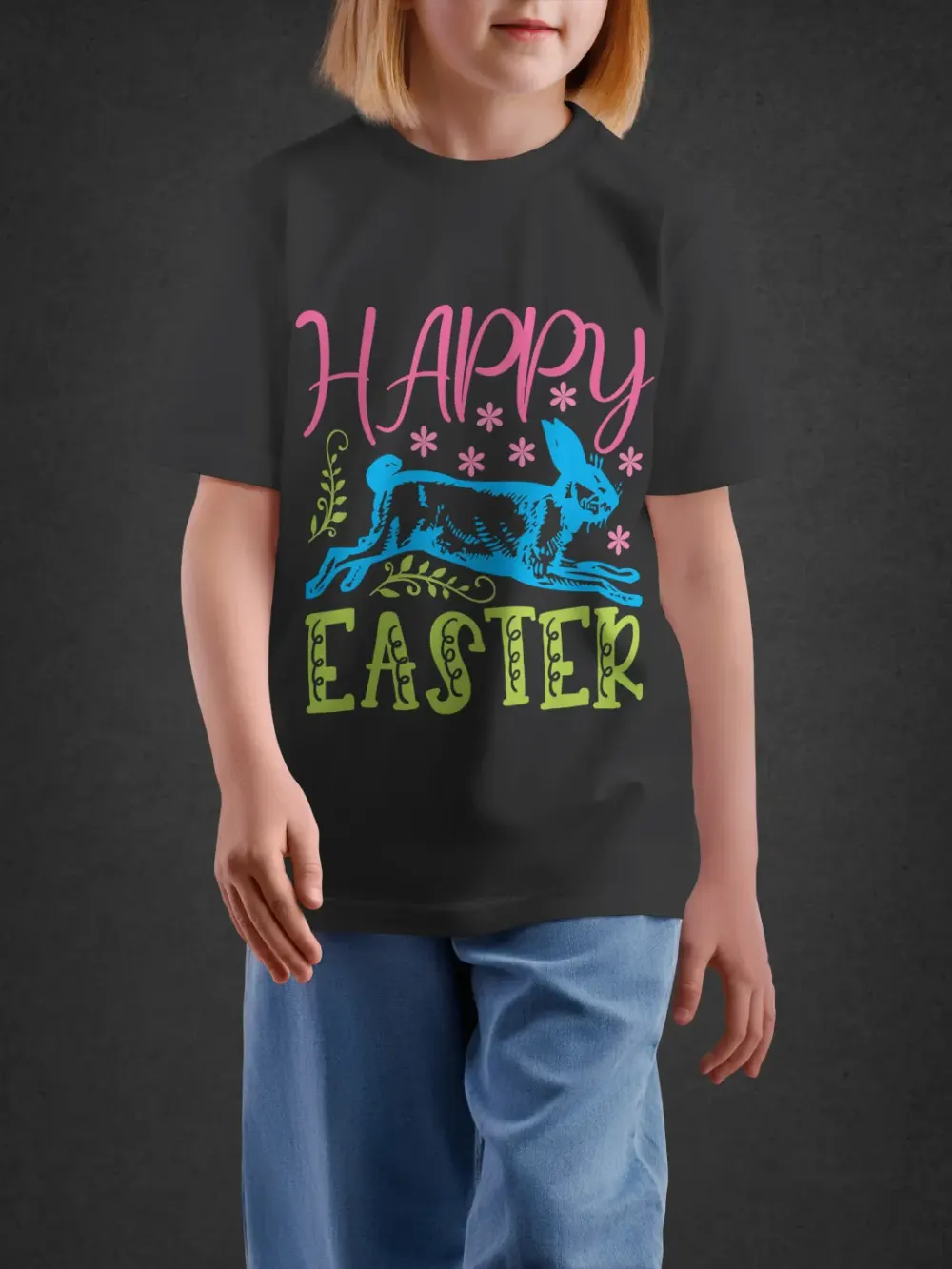 Tshirt for Kids Happy Easter 2-6Y Delight Tee in Black