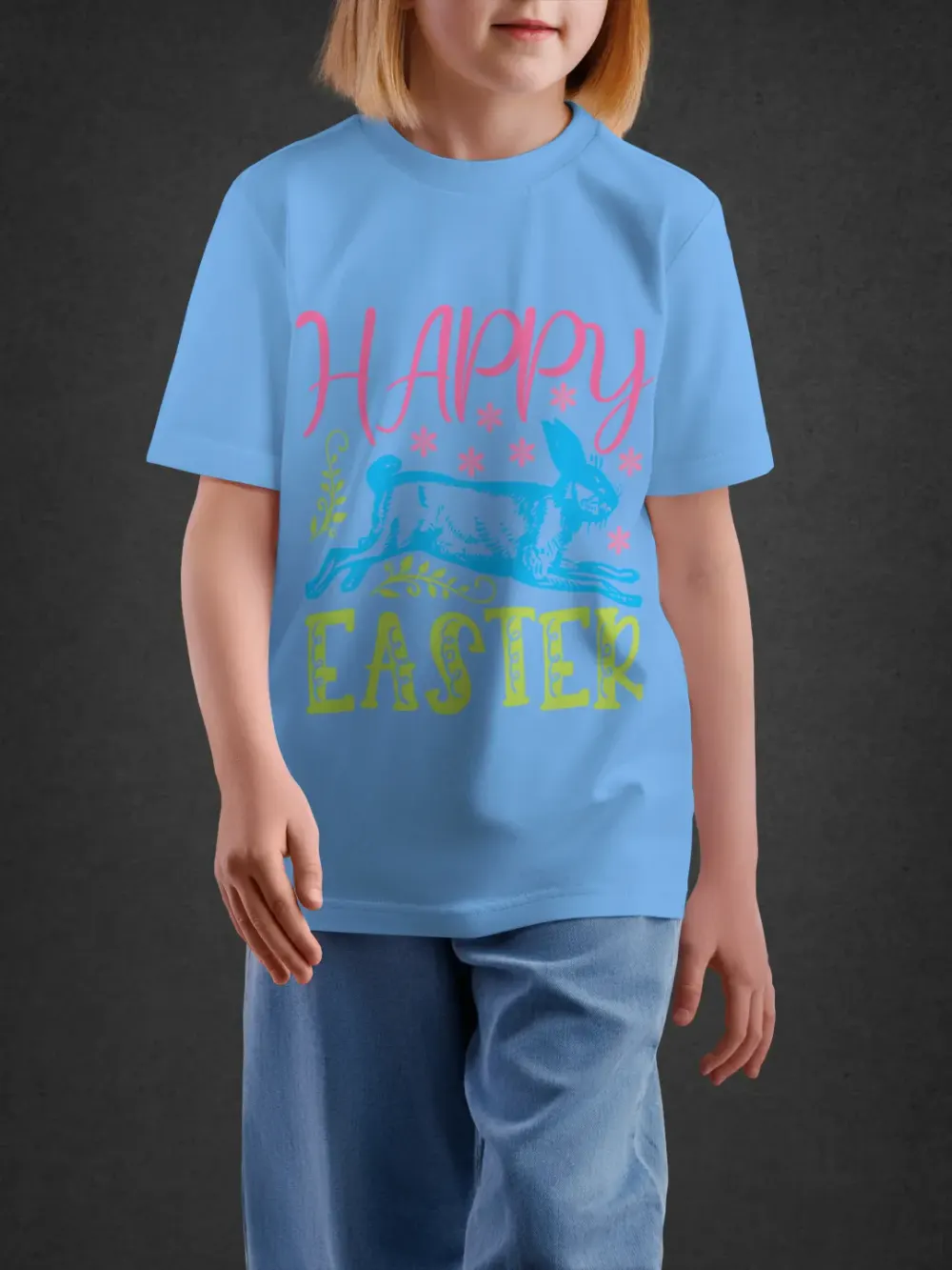 Tshirt for Kids Happy Easter 2-6Y Delight Tee in Blue