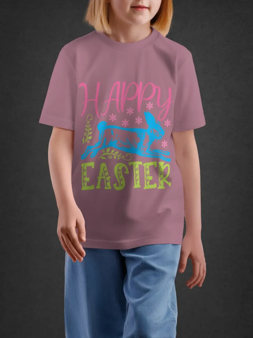 Tshirt for Kids Happy Easter 2-6Y Delight Tee in Pink