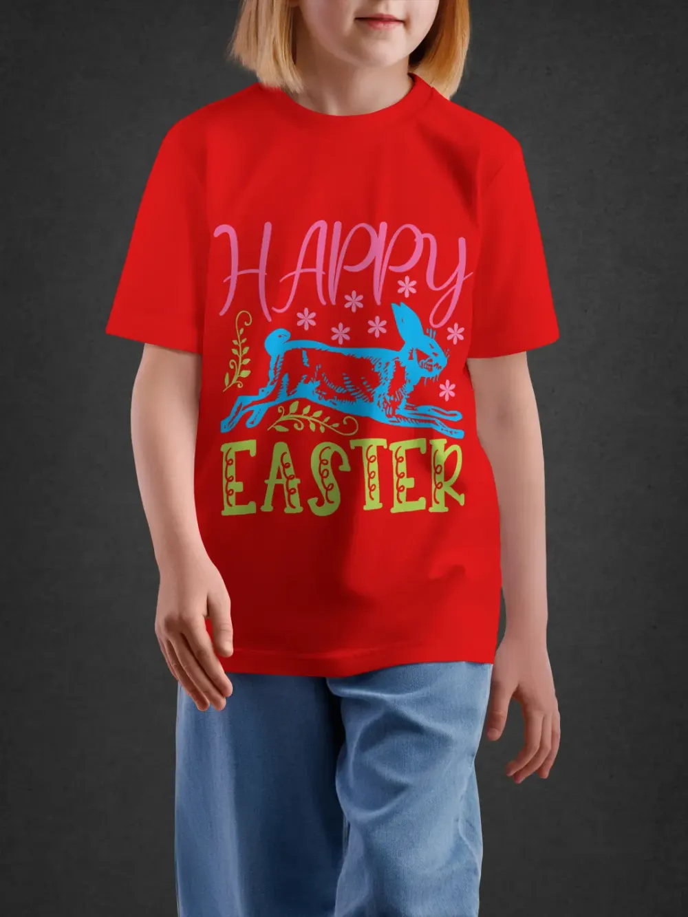 Tshirt for Kids Happy Easter 2-6Y Delight Tee in Red