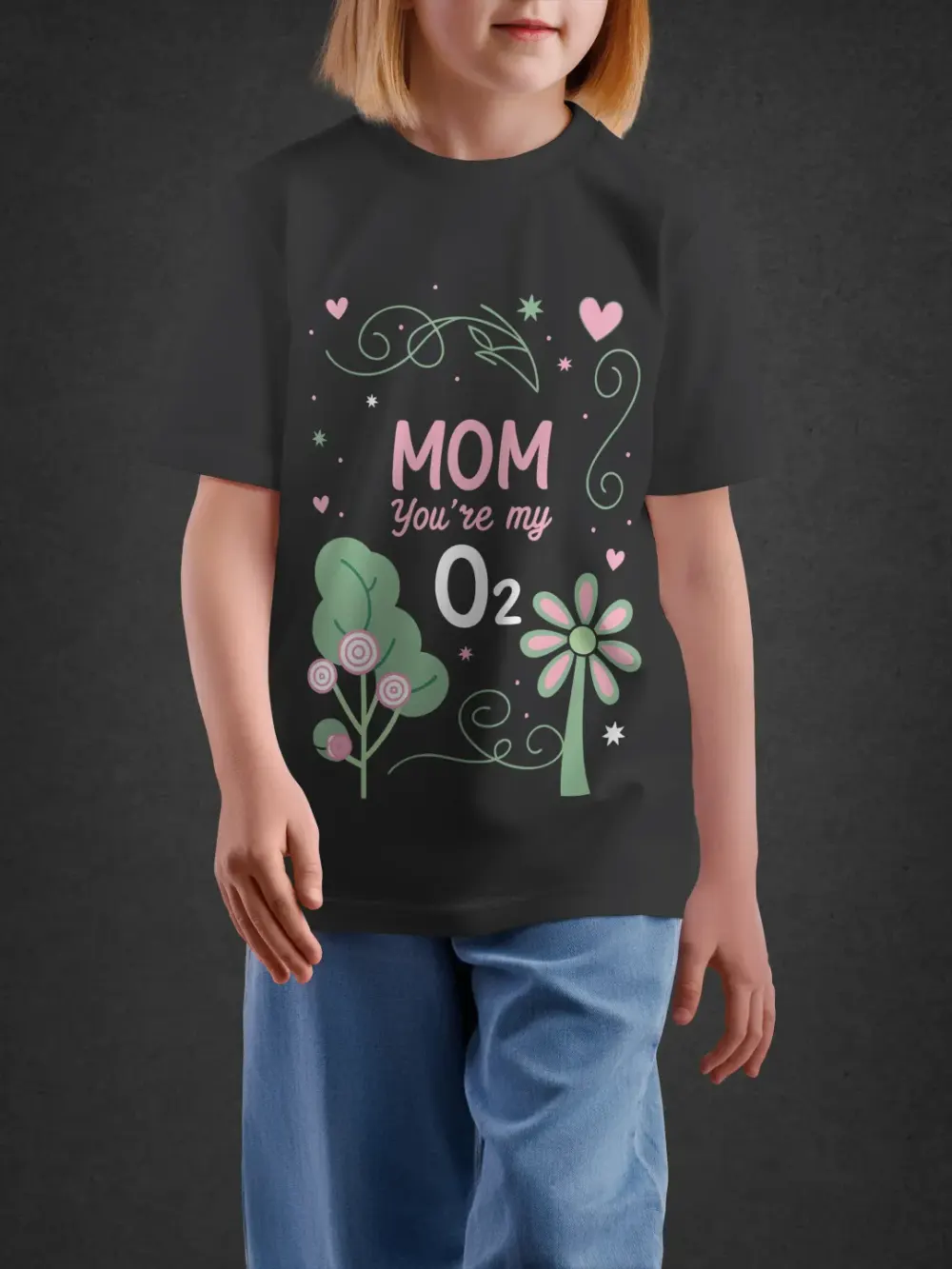 Tshirt for Girls Mom My Hero 2-6Y Lovely Tee in Black