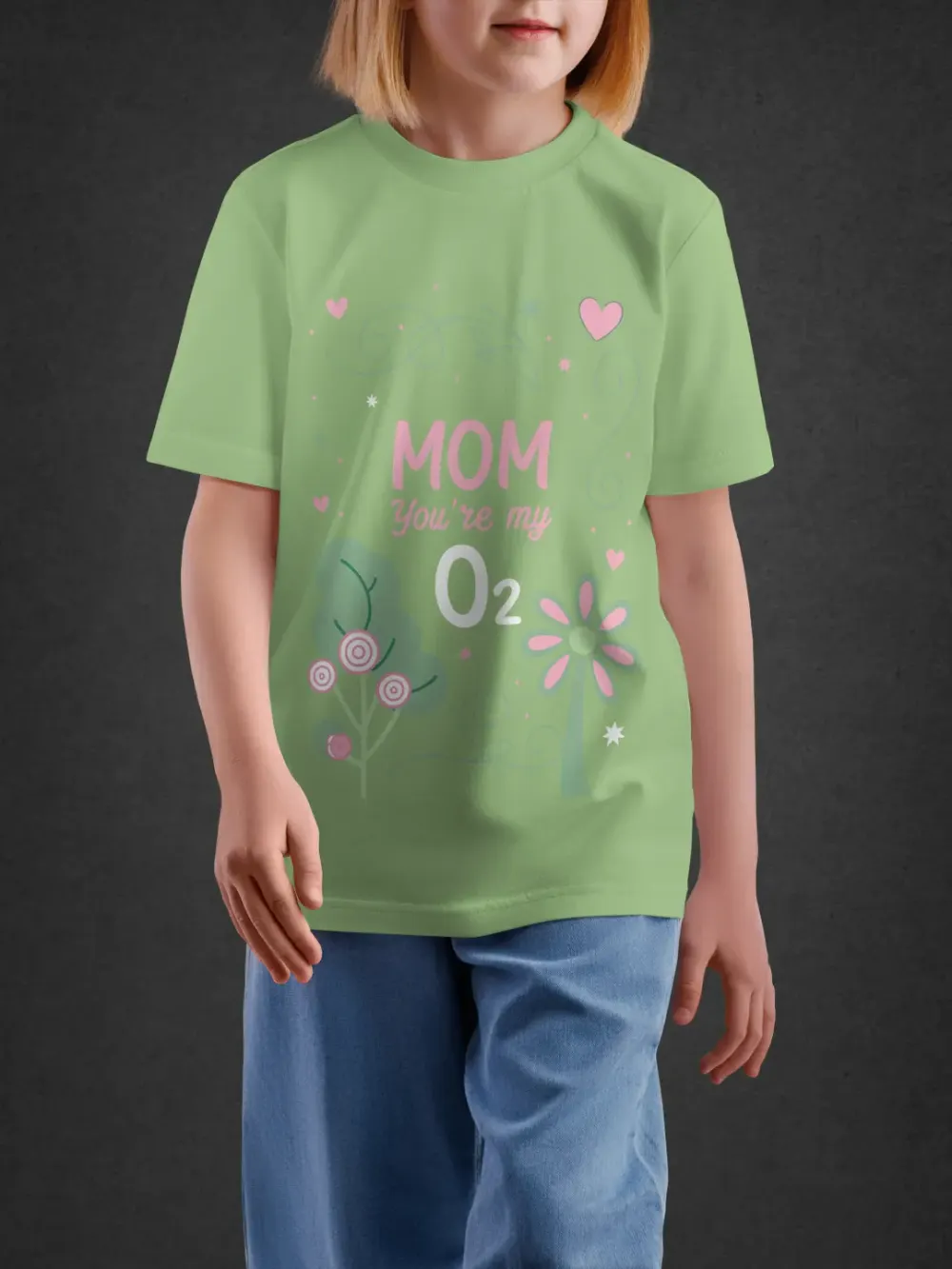 Tshirt for Girls Mom My Hero 2-6Y Lovely Tee in Green