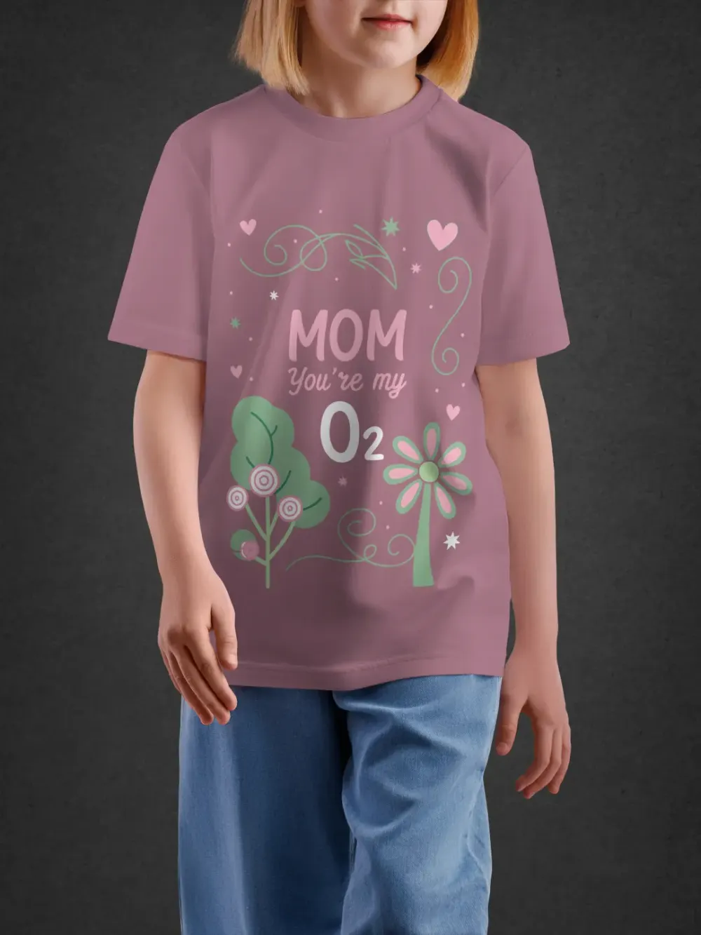 Tshirt for Girls Mom My Hero 2-6Y Lovely Tee in Pink