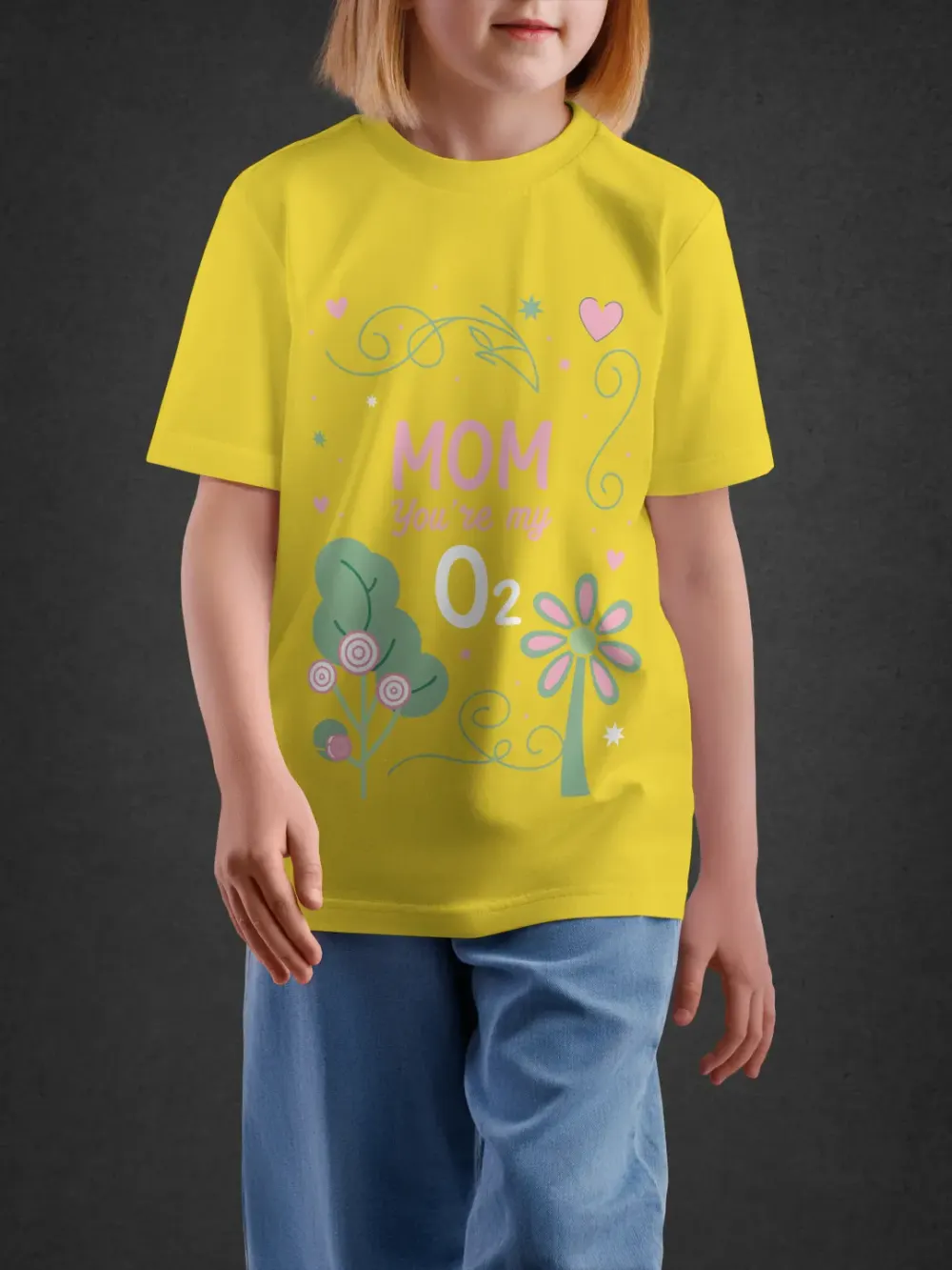 Tshirt for Girls Mom My Hero 2-6Y Lovely Tee in Yellow