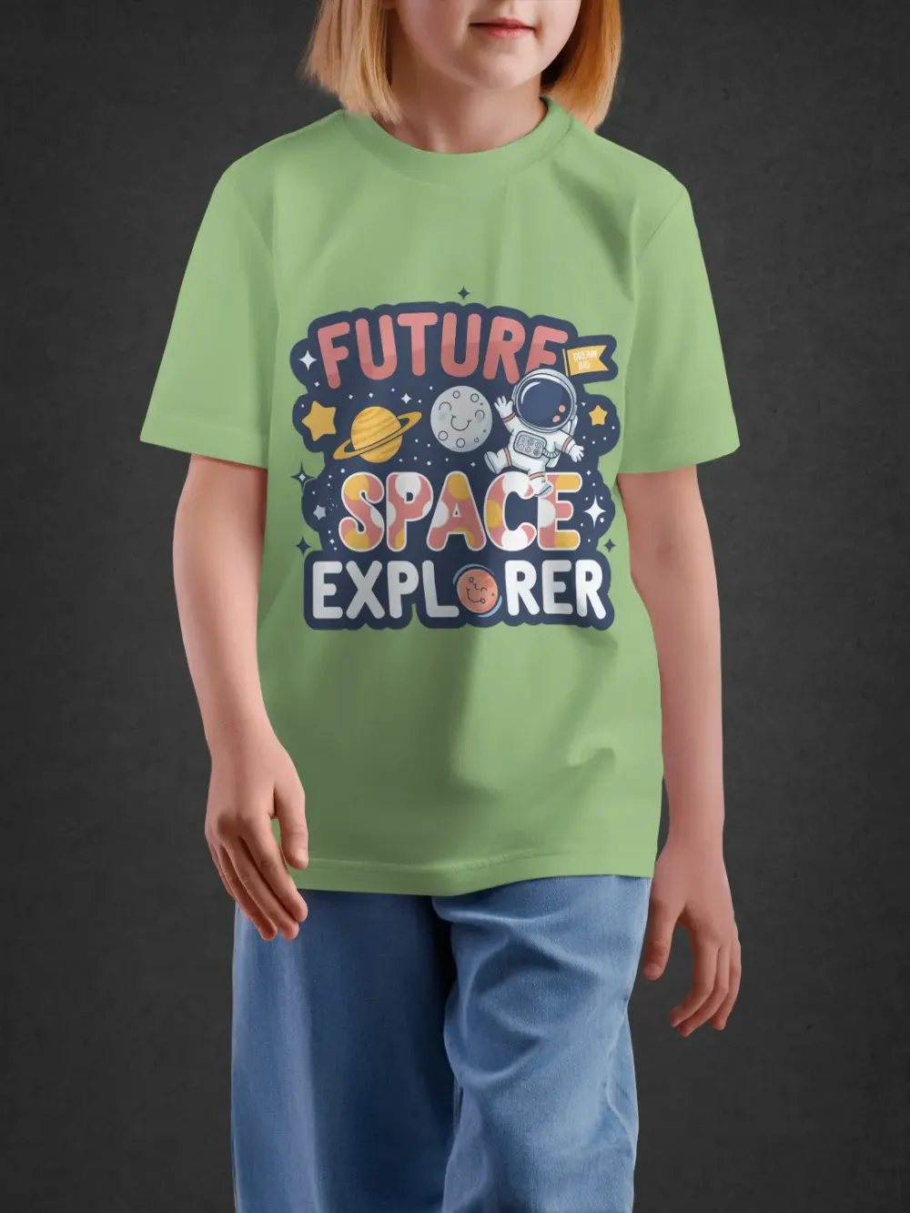 Tshirt for Kids Space Explorer 7-12Y Amazing Tee in Green