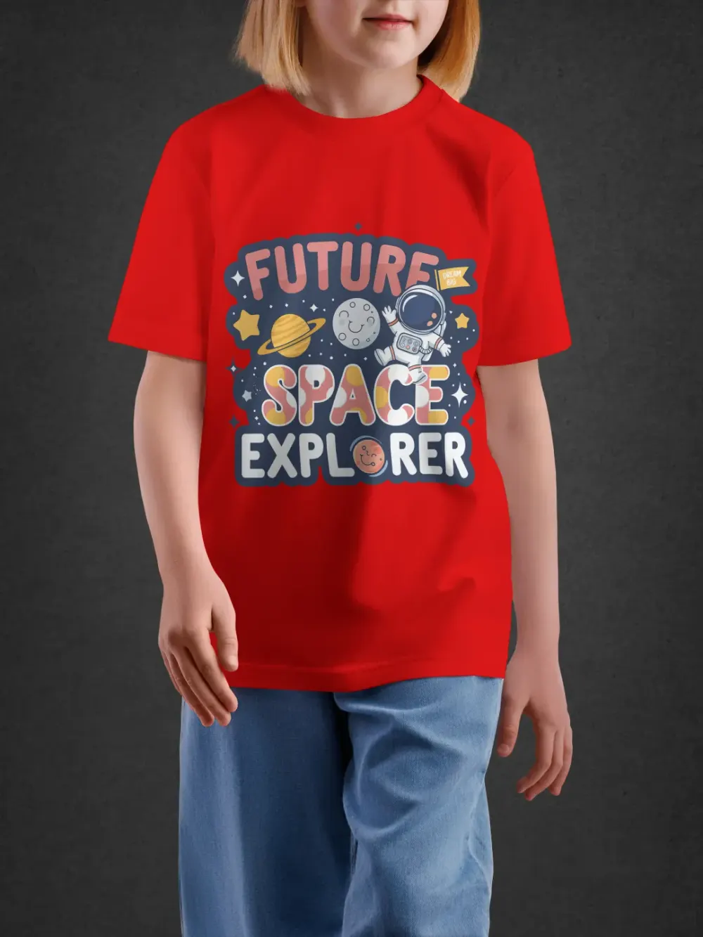 Tshirt for Kids Space Explorer 7-12Y Amazing Tee in Red