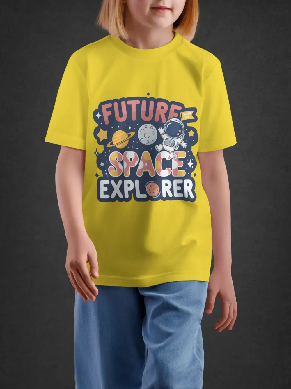 Tshirt for Kids Space Explorer 7-12Y Amazing Tee in Yellow