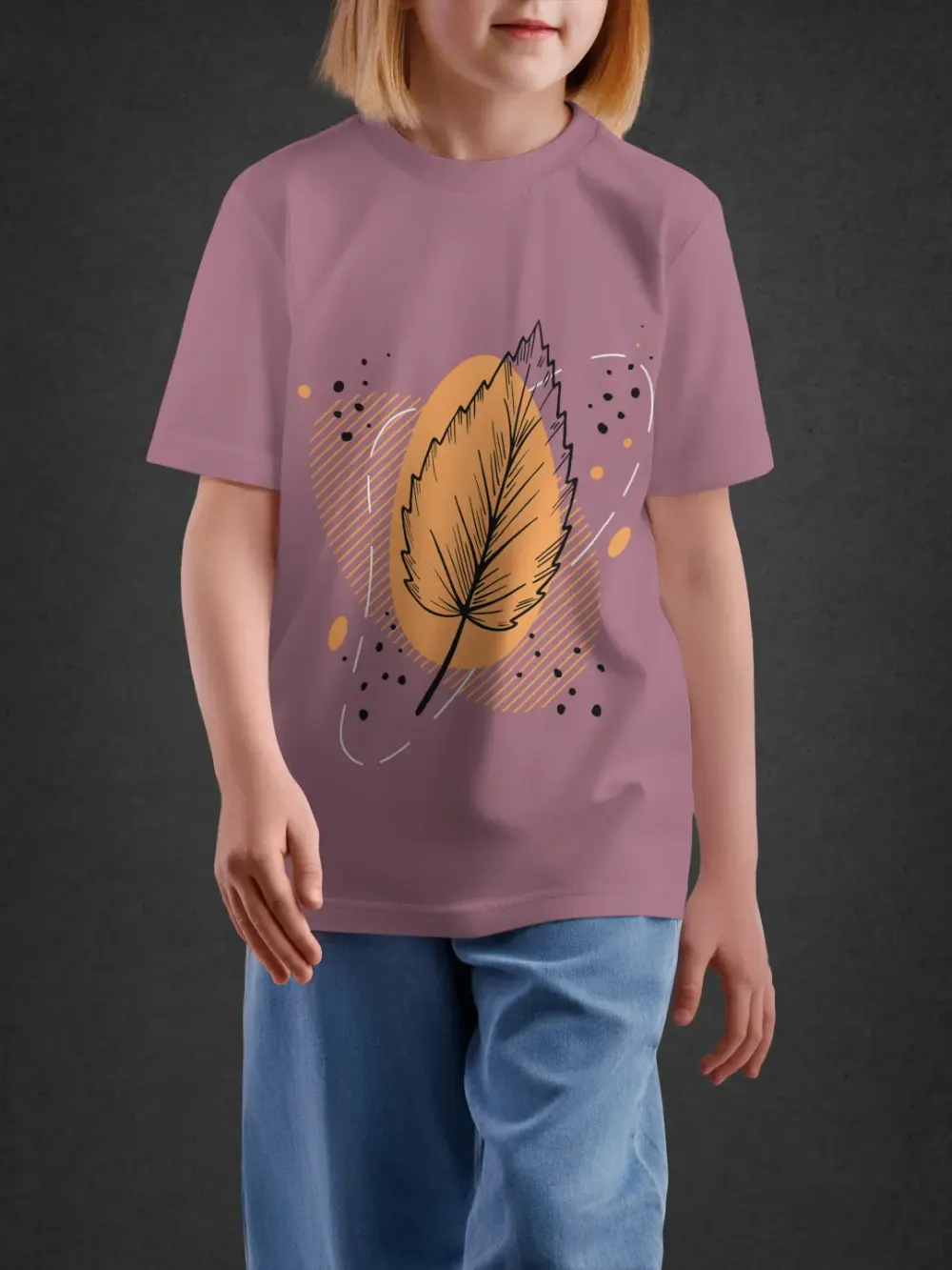 Tshirt for Kids Autumn Leaf 7-12Y Amazing Tee in Pink