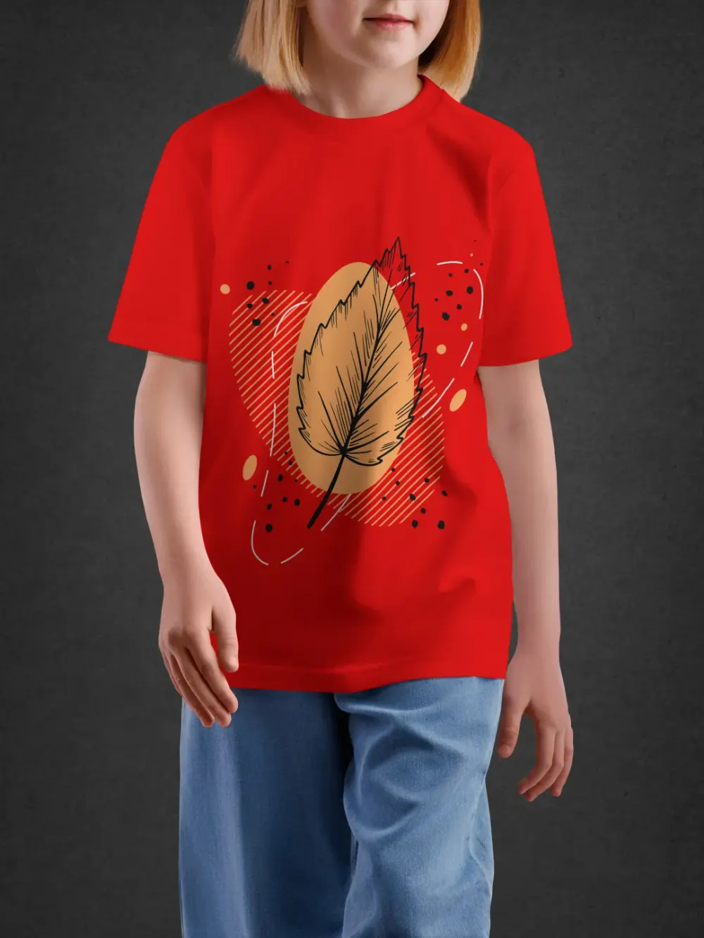 Tshirt for Kids Autumn Leaf 7-12Y Amazing Tee in Red