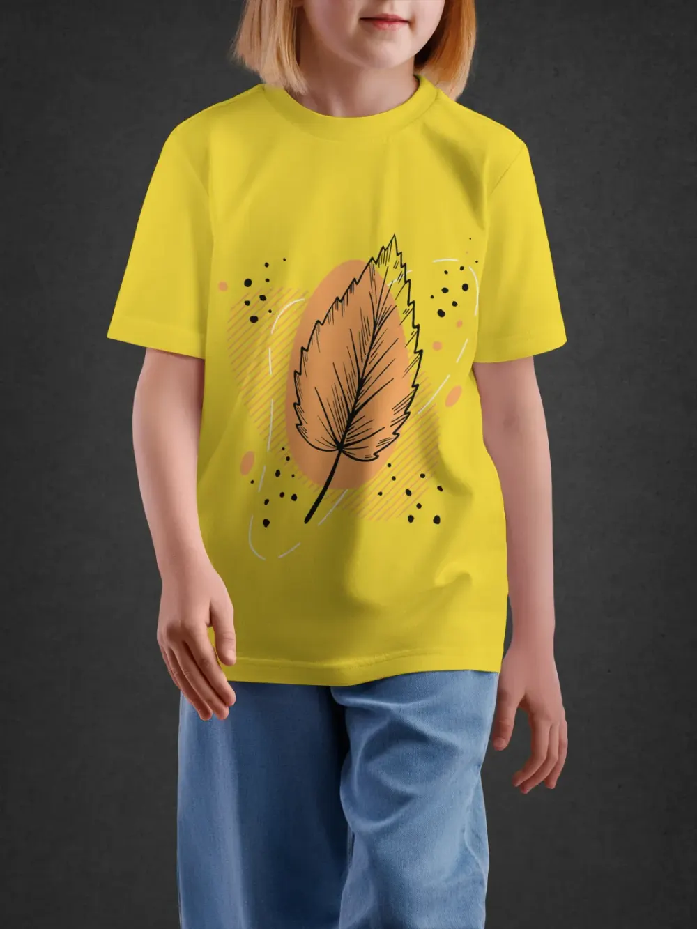 Tshirt for Kids Autumn Leaf 7-12Y Amazing Tee in Yellow