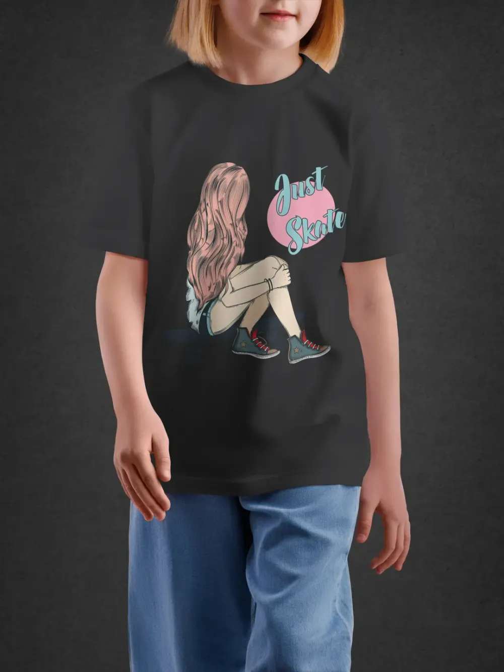 Tshirt for Girls Just Skate 11-16Y Trendy Tee in Black