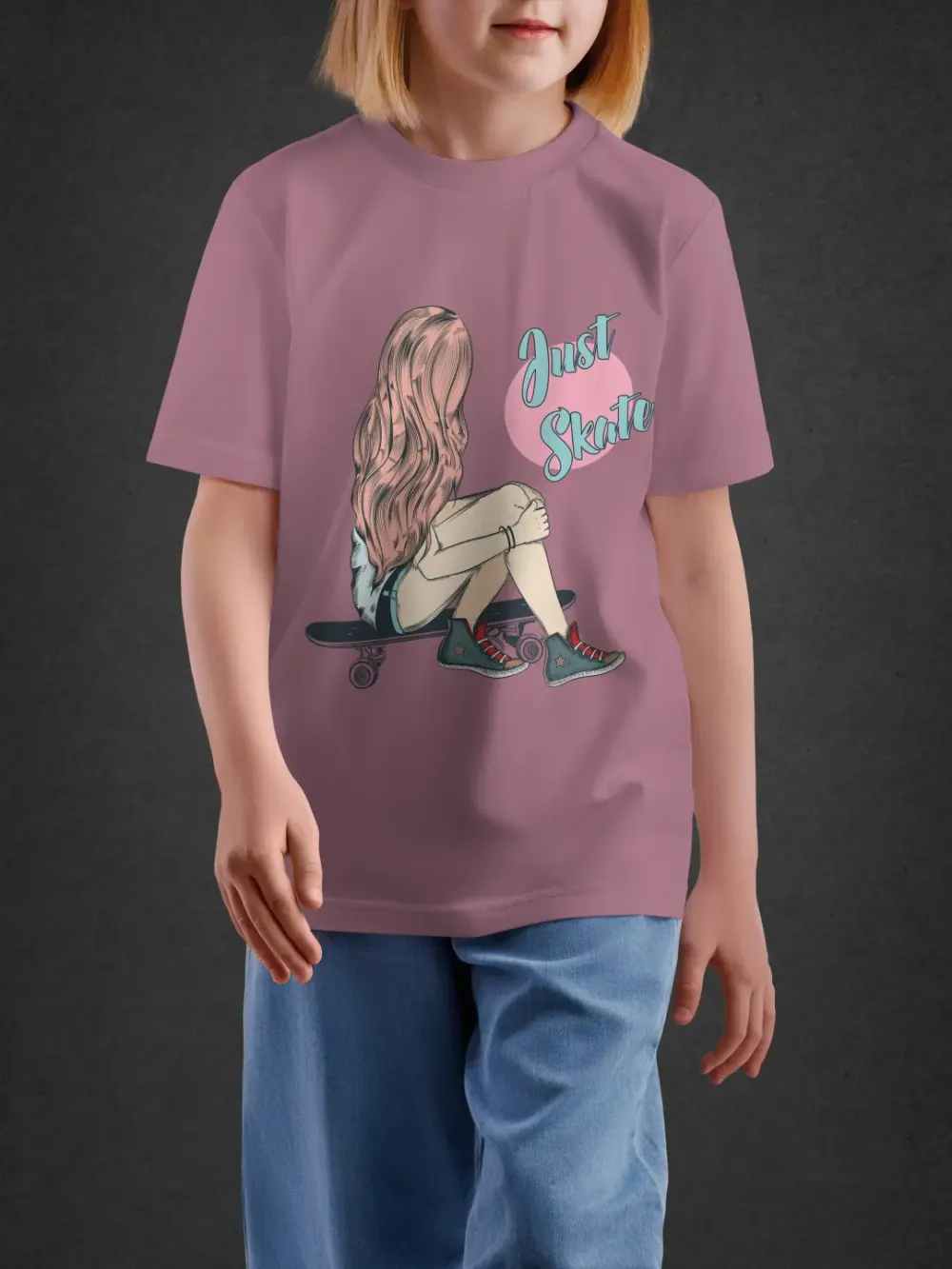 Tshirt for Girls Just Skate 11-16Y Trendy Tee in Pink