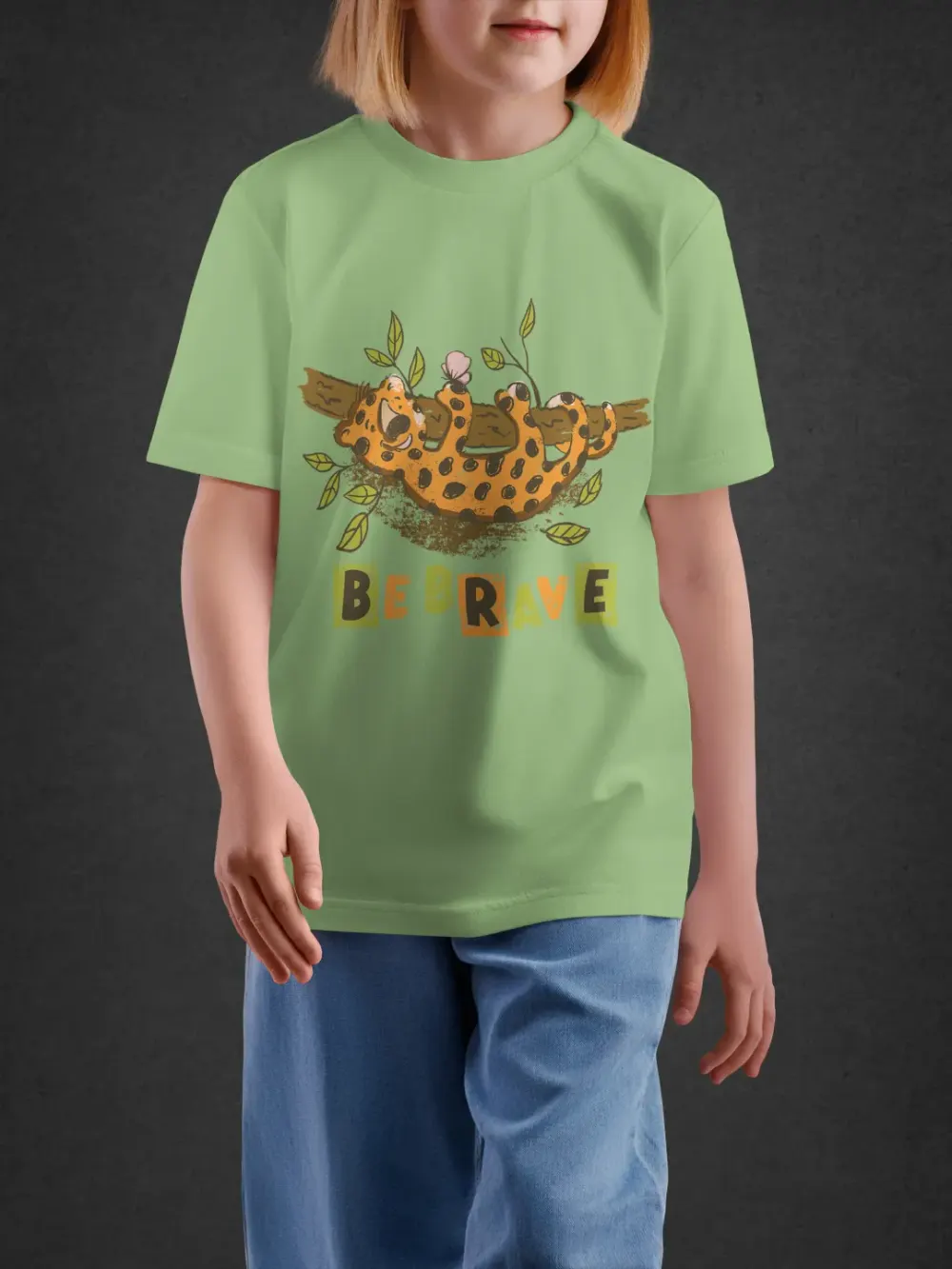 Tshirt for Kids Little Leopard 2-6Y Amazing Tee in Green