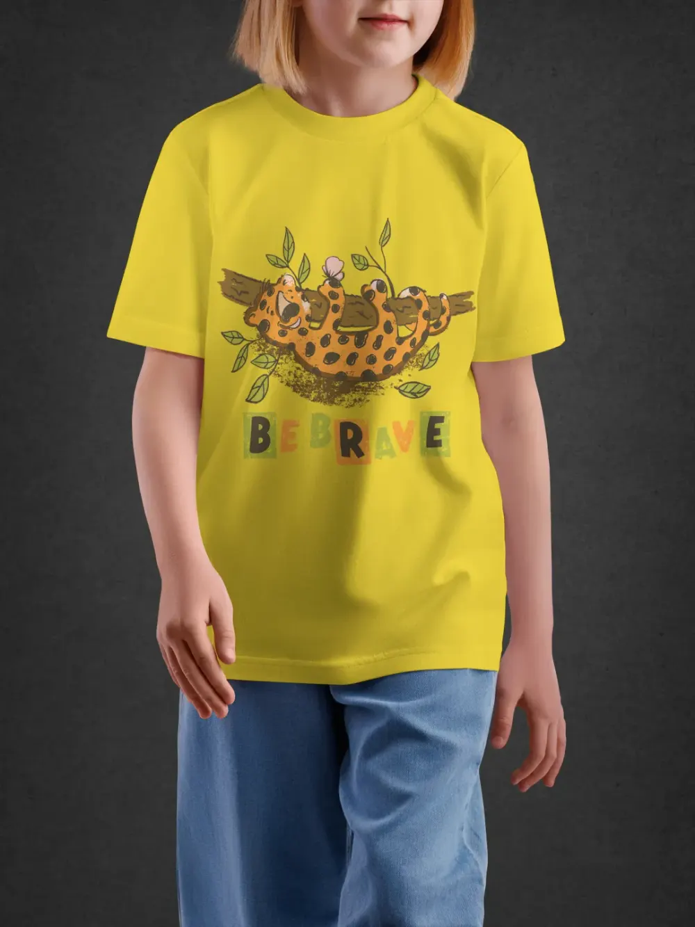 Tshirt for Kids Little Leopard 2-6Y Amazing Tee in Yellow