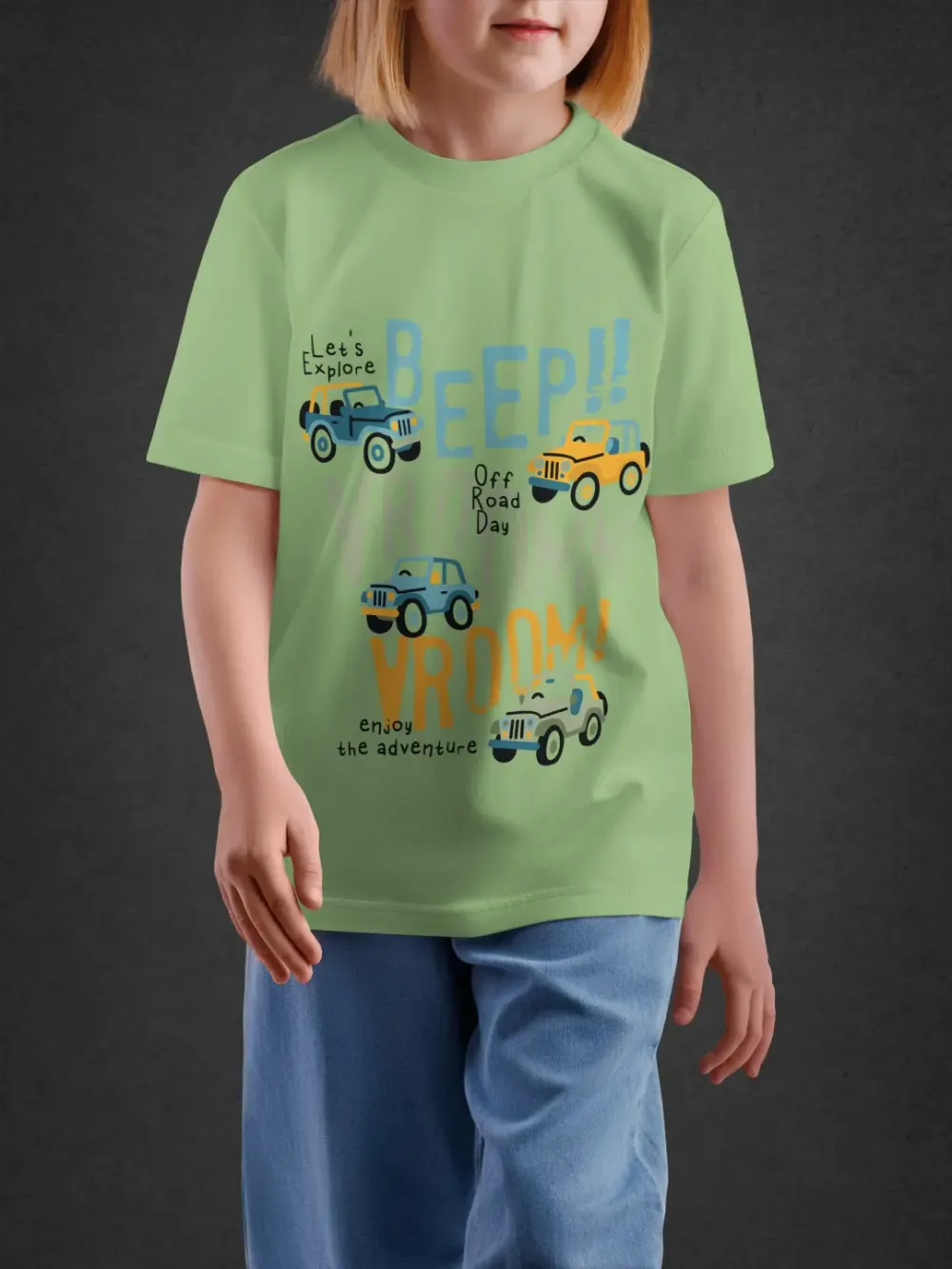Tshirt for Kids Vroom Vroom 2-6Y Exciting Tee in Green