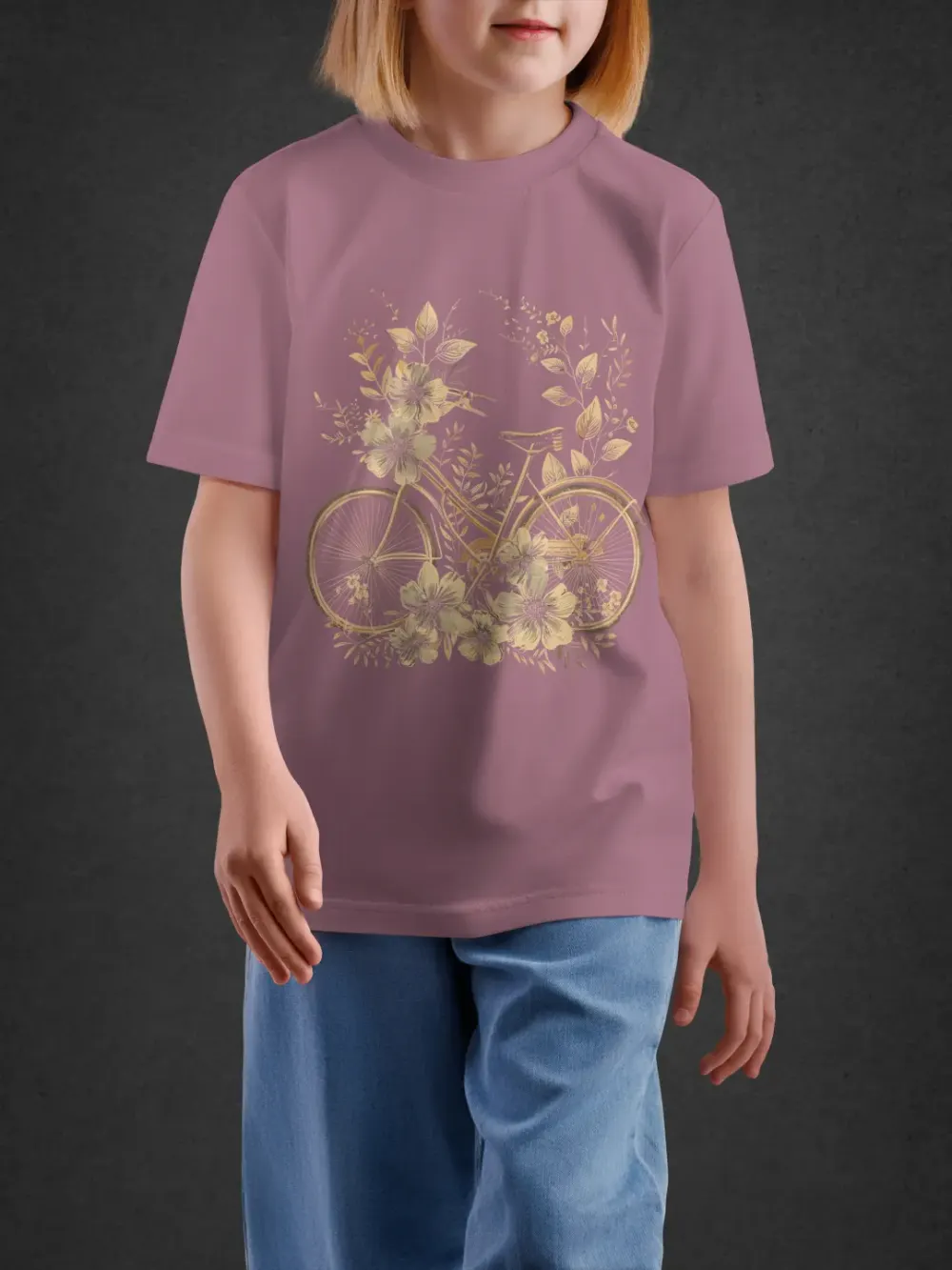 Tshirt for Girls Floral Bicycle 11-16Y Fun Tee in Pink