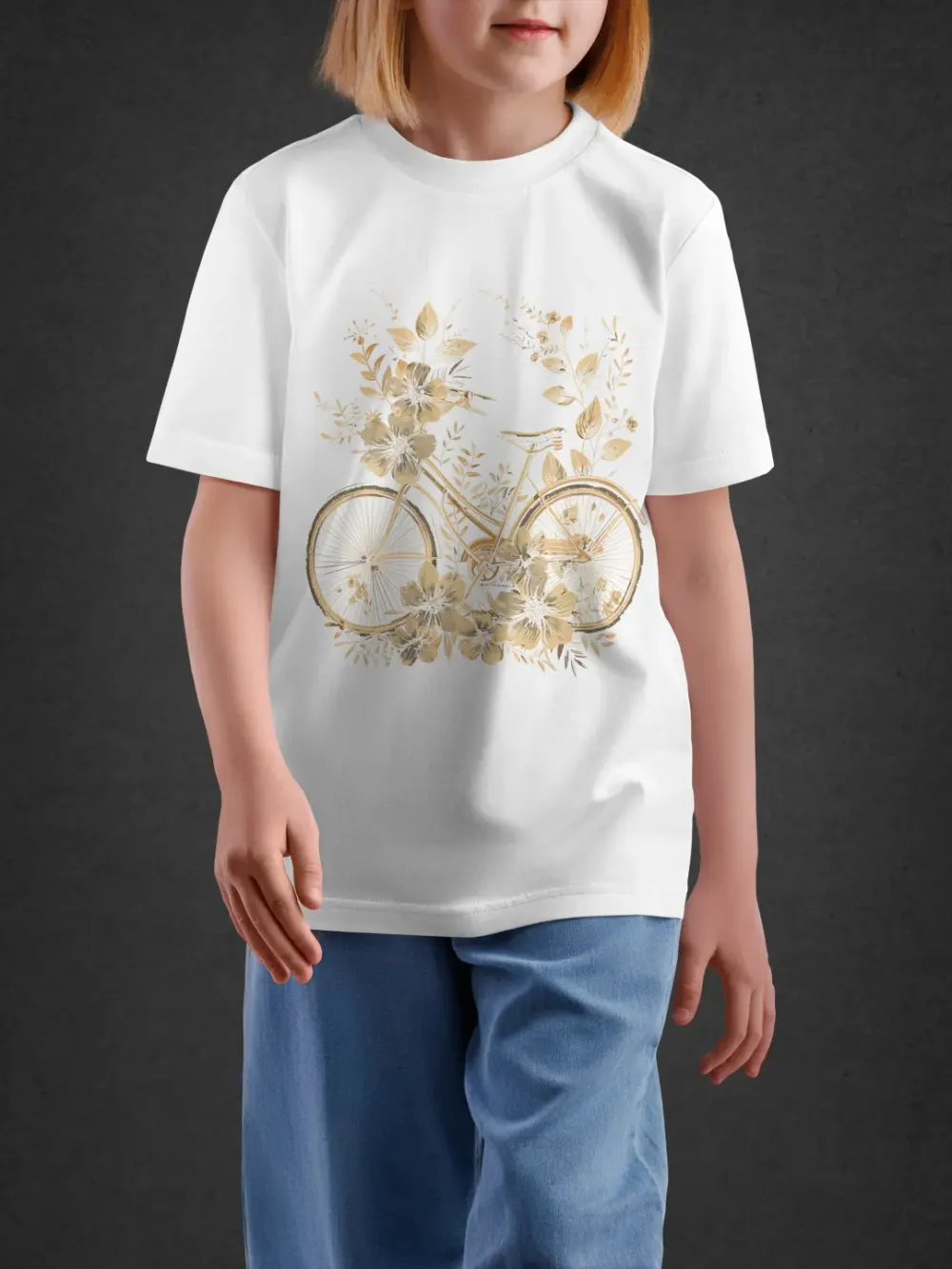 tshirt for girls, Tshirt for Girls Floral Bicycle 11-16Y Fun Tee by LAMBLILY