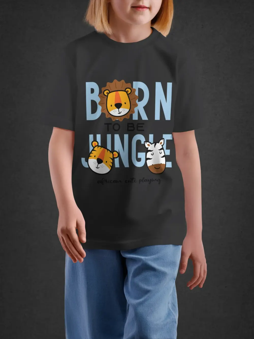 Tshirt for Kids Born To Be Jungle 2-6Y Fun Tee in Black