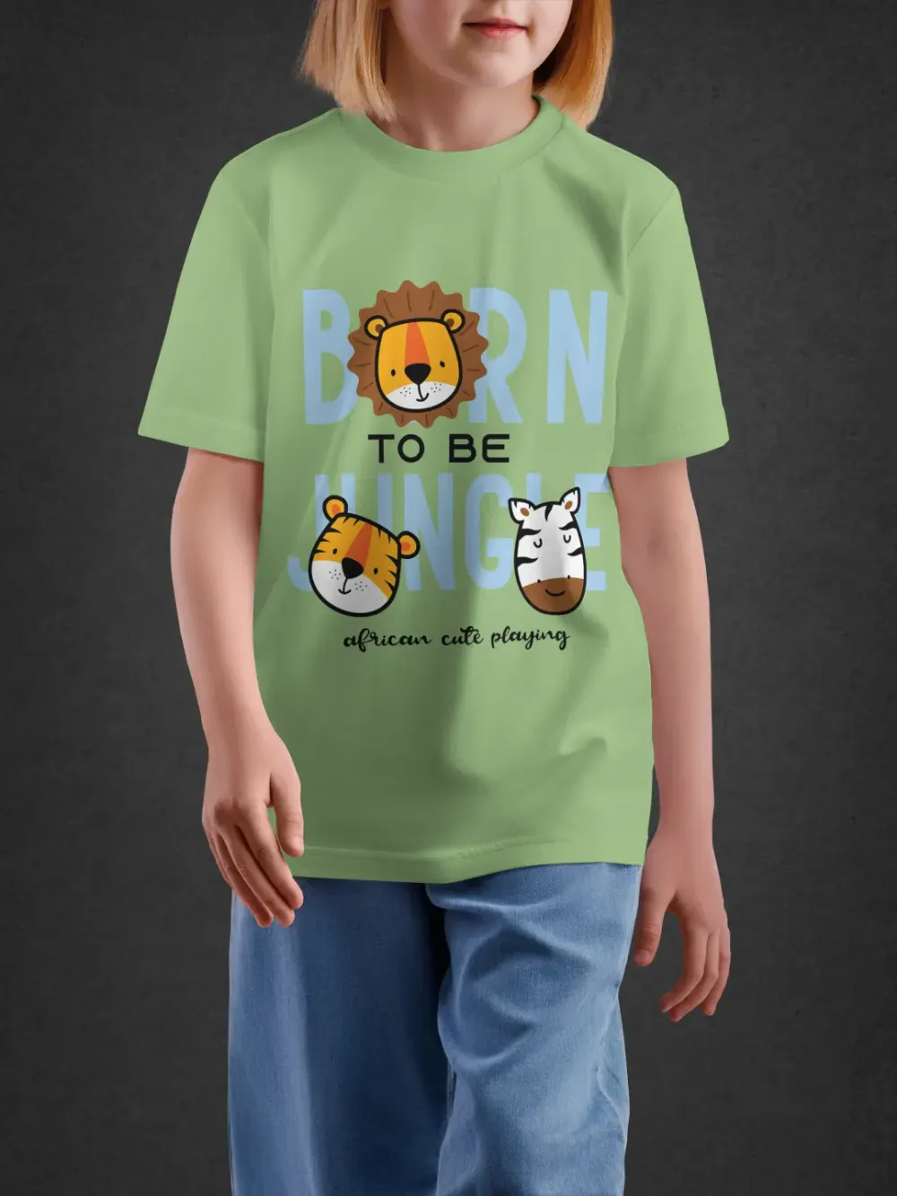 Tshirt for Kids Born To Be Jungle 2-6Y Fun Tee in Green