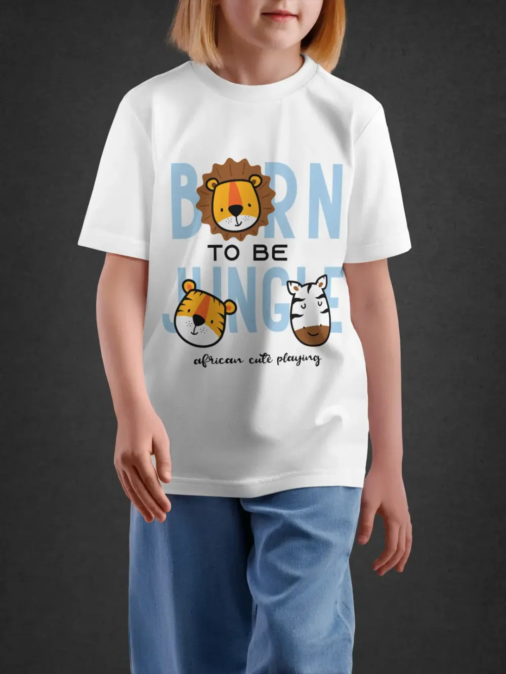 tshirt for kids, Tshirt for Kids Born To Be Jungle 2-6Y Fun Tee by LAMBLILY