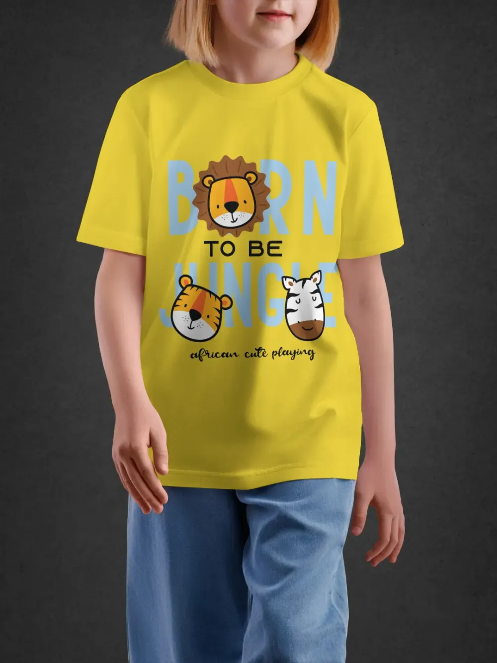 Tshirt for Kids Born To Be Jungle 2-6Y Fun Tee in Yellow