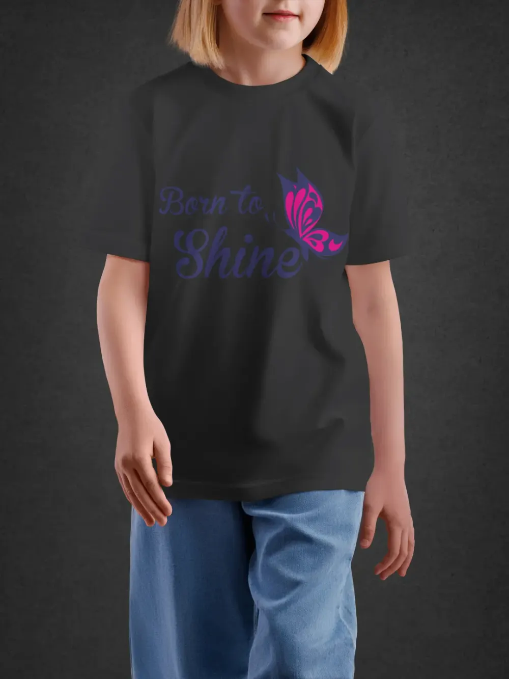 Tshirt for Girls Born To Shine 7-12Y Amazing Tee in Black