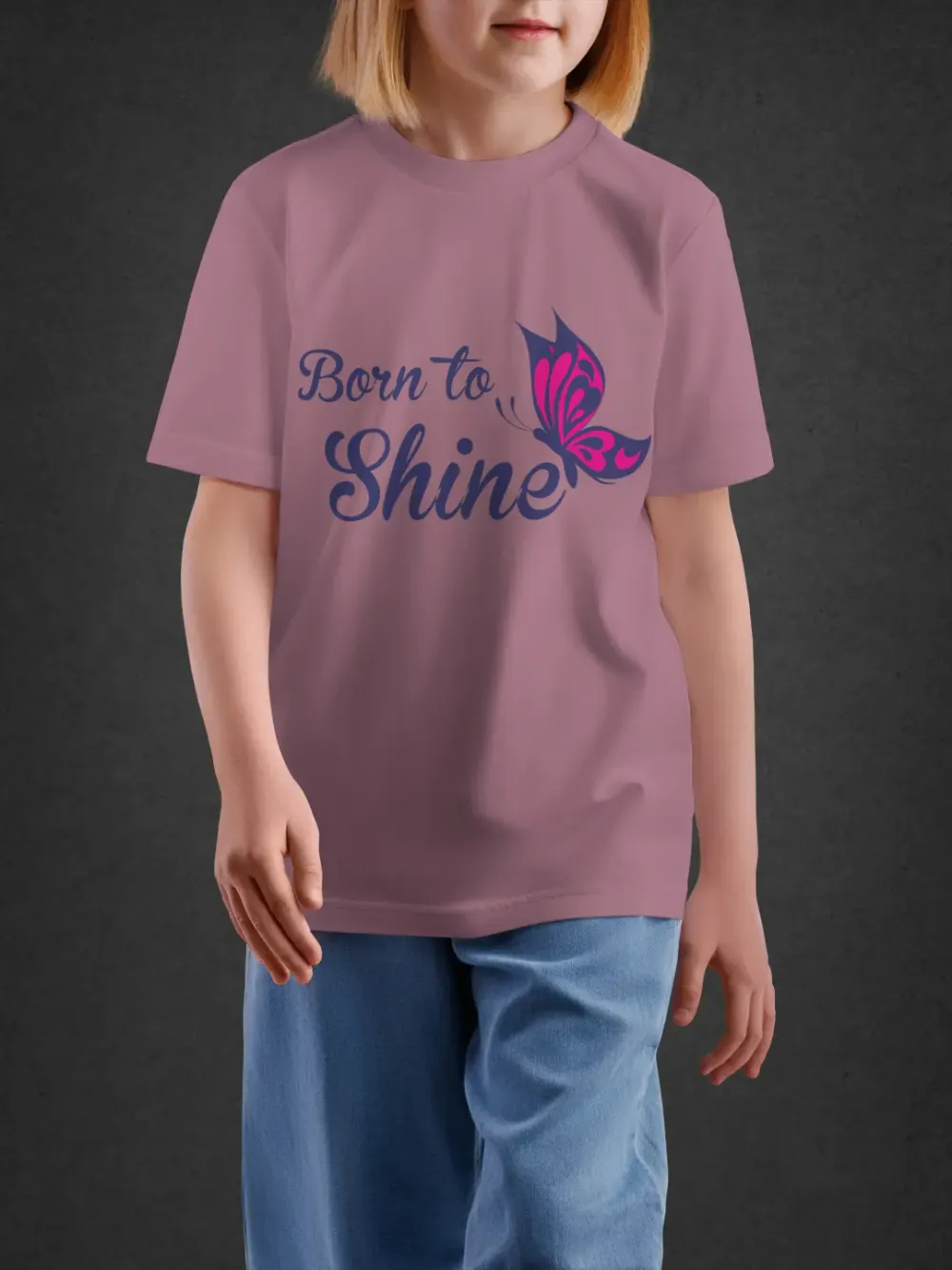 Tshirt for Girls Born To Shine 7-12Y Amazing Tee in Pink